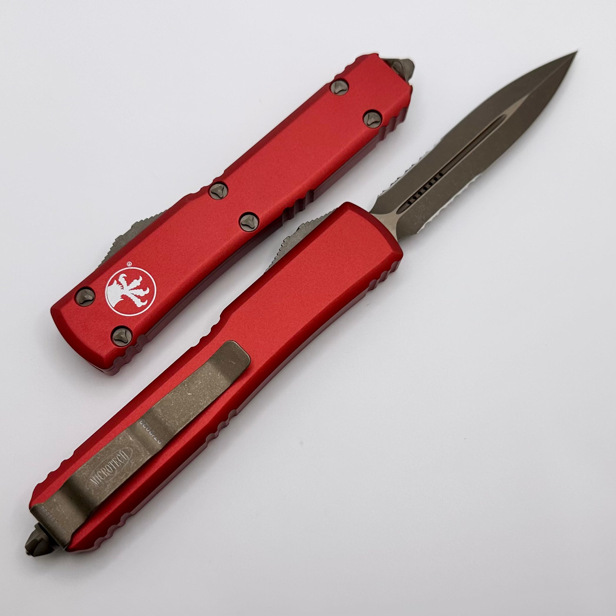 Microtech Ultratech Premium OTF Knife - Bronze Apocalyptic & Red Double Edge