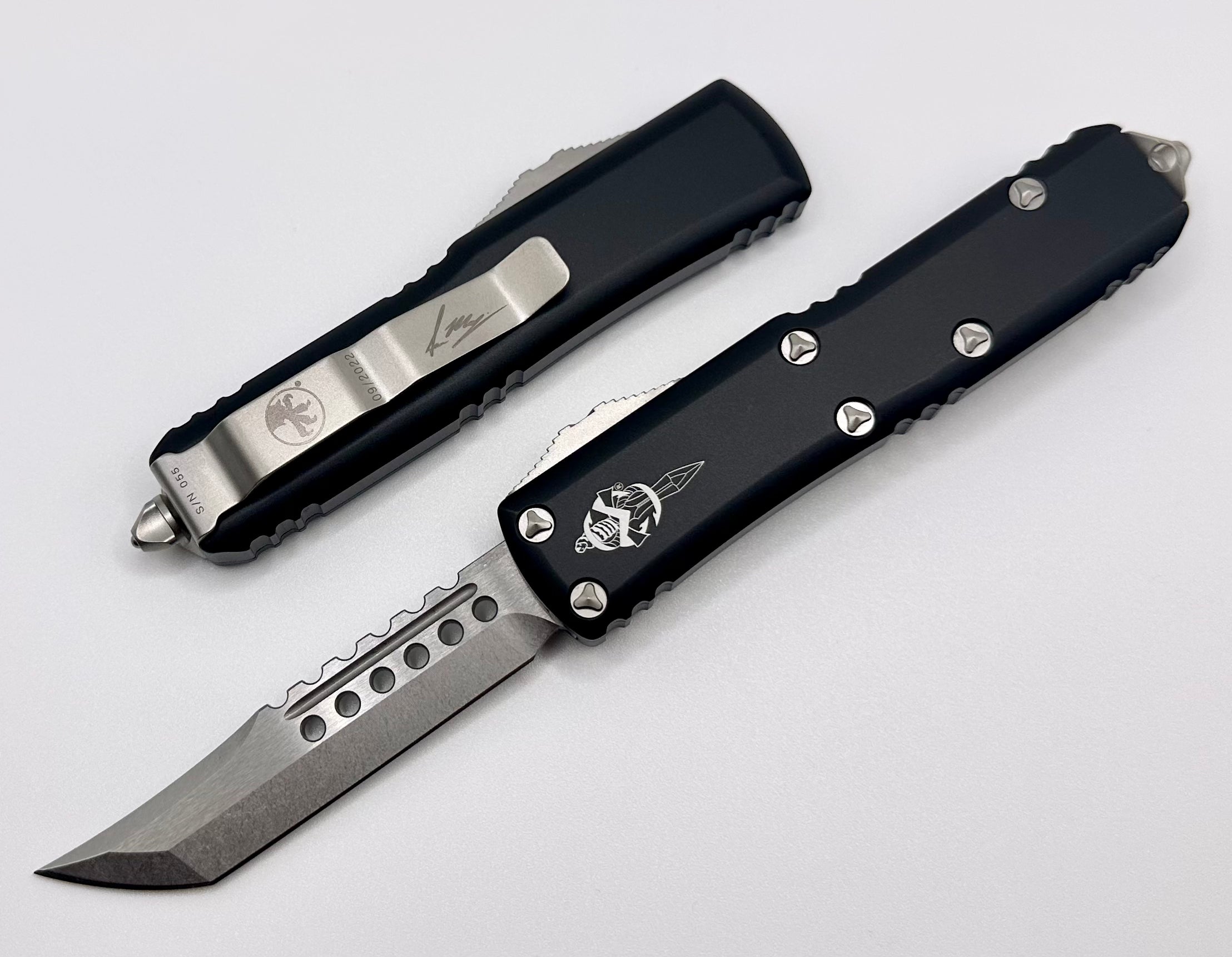 Premium Microtech UTX-85 Hellhound Tactical Knife - Stonewash & Black Finish