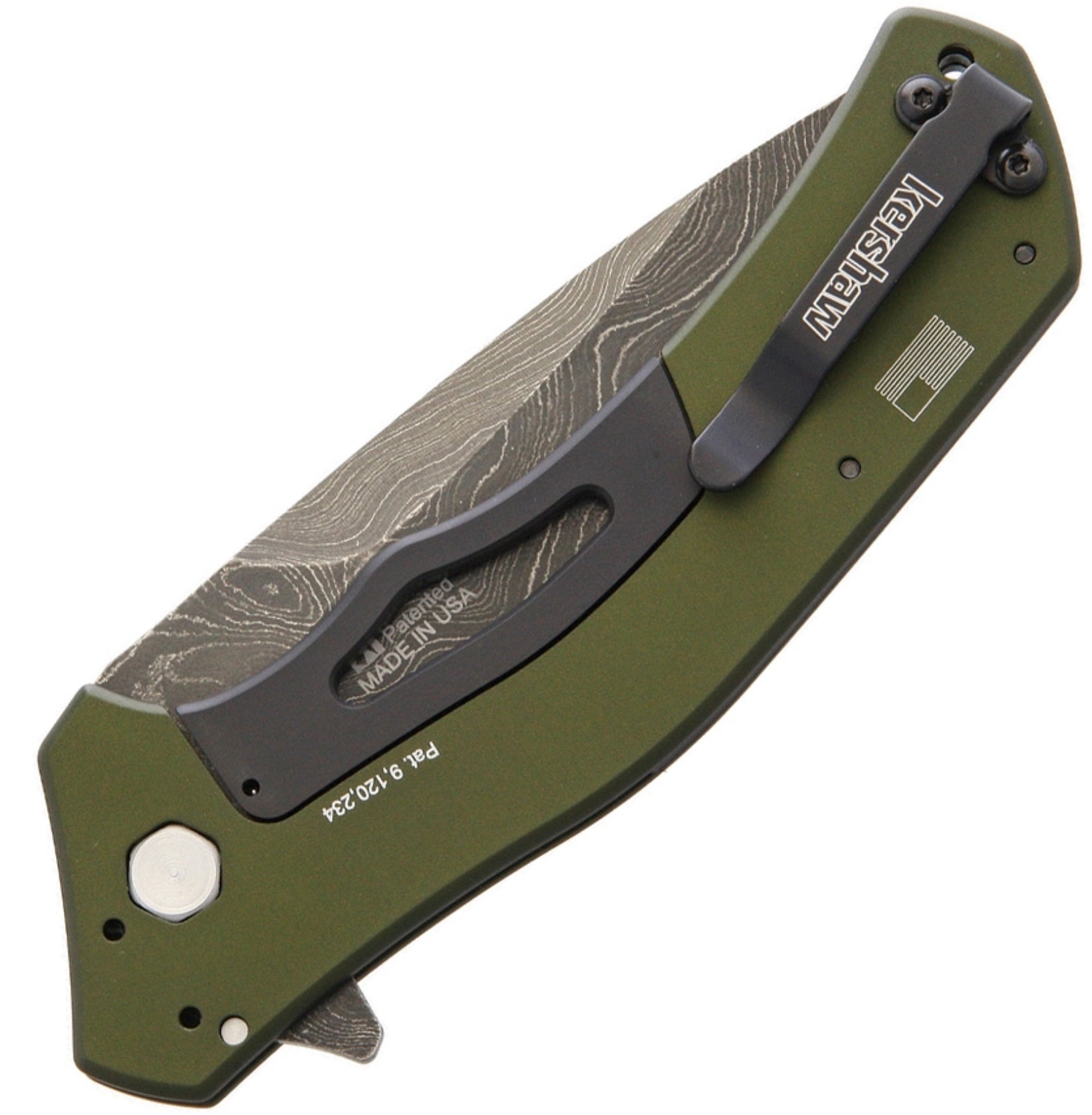 Kershaw Knockout Ultimate Damascus Folding Knife - OD Green