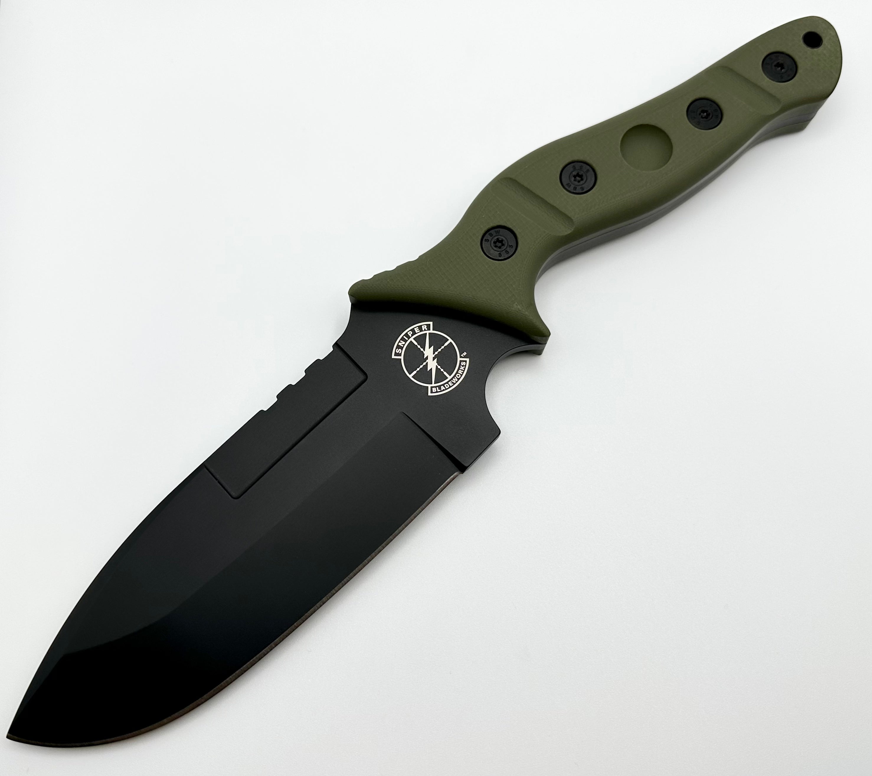 Premium Sniper Bladeworks Mamu Tactical Knife - OD Green G-10 & PVD 420HC