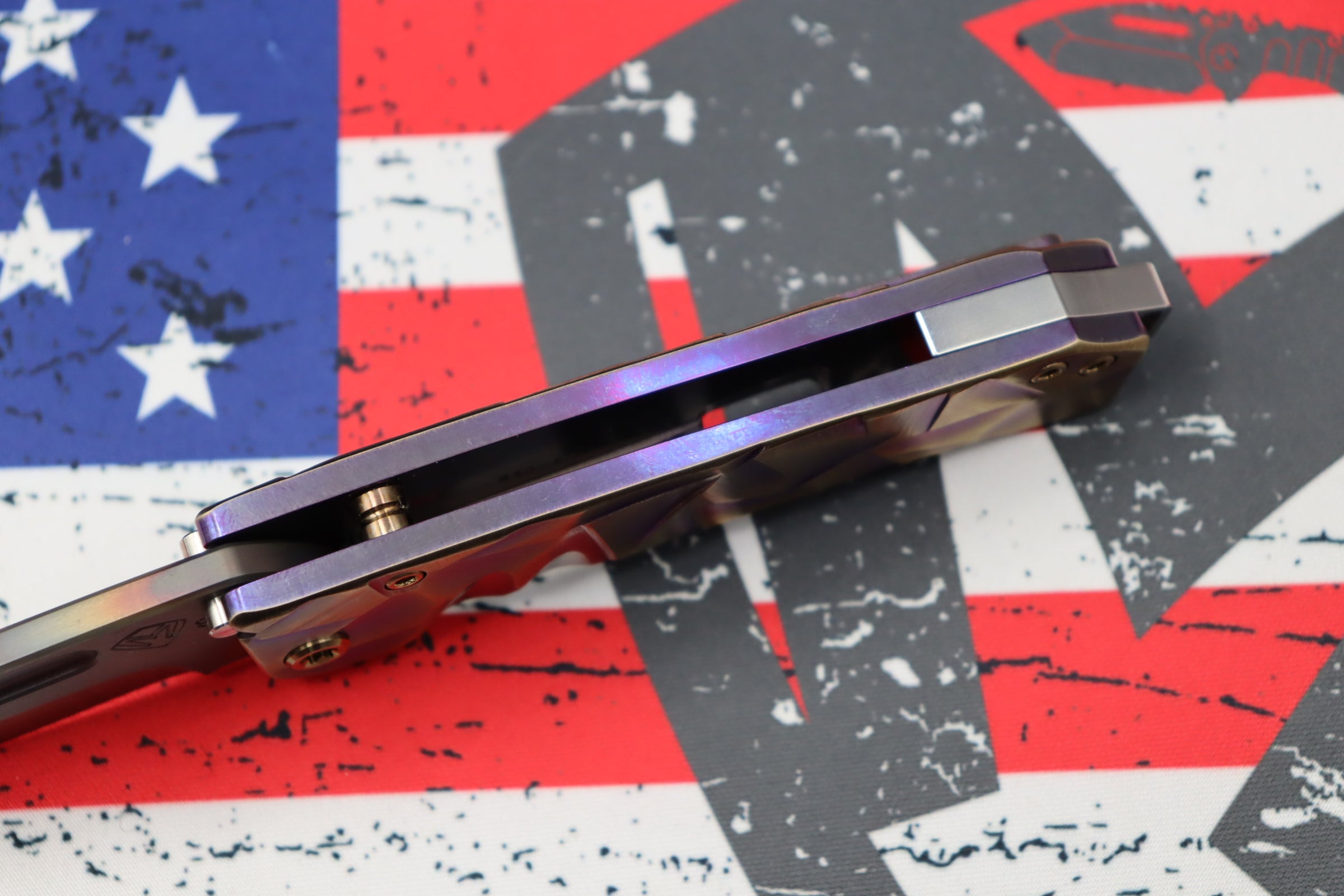 Medford Midi Marauder Vulcan S35 Drop Point - Premium EDC Knife with Violet Bronze Stained Glass Handles