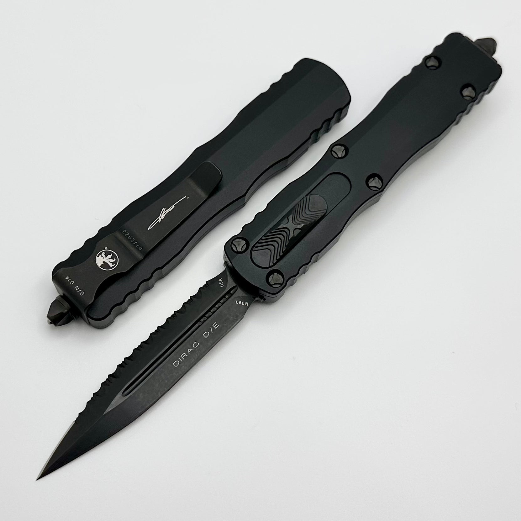 Microtech Dirac DLC Double Edge Full Serrated Signature Series - Ultimate Everyday EDC Knife