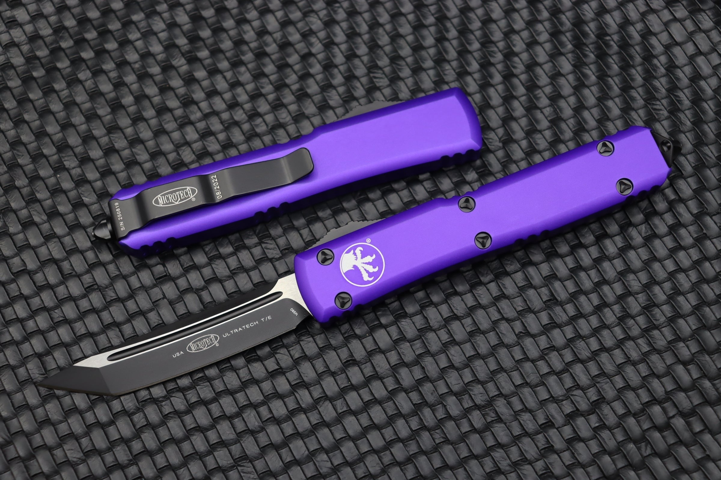 Premium Microtech Ultratech Tanto Knife - Black & Purple Edition