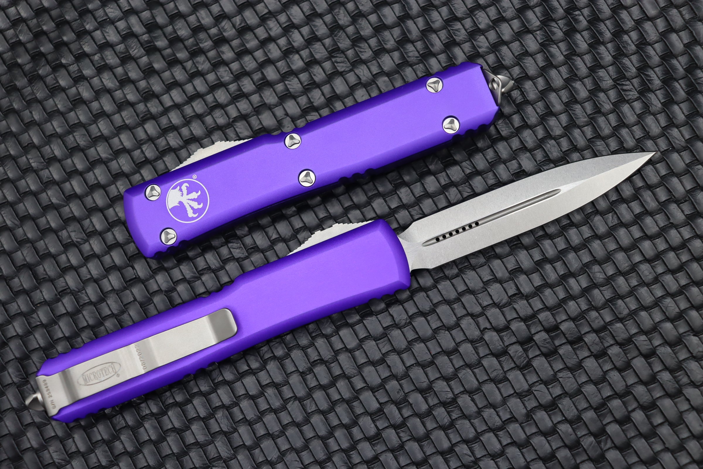 Microtech Ultratech D/E Double Edge Stonewash & Purple - Ultimate Tactical Knife