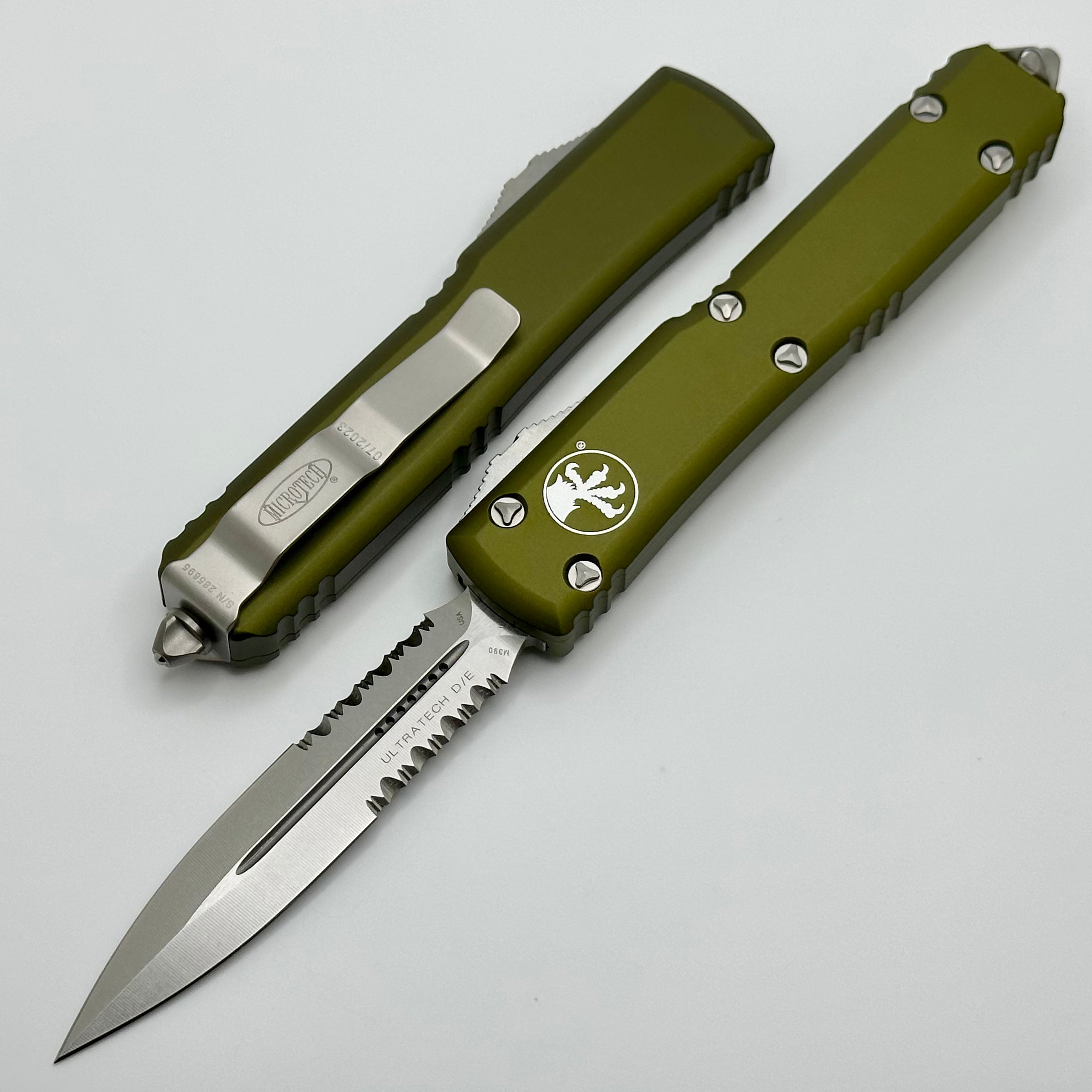 Microtech Ultratech Premium OTF Knife - Double Edge Stonewash & OD Green