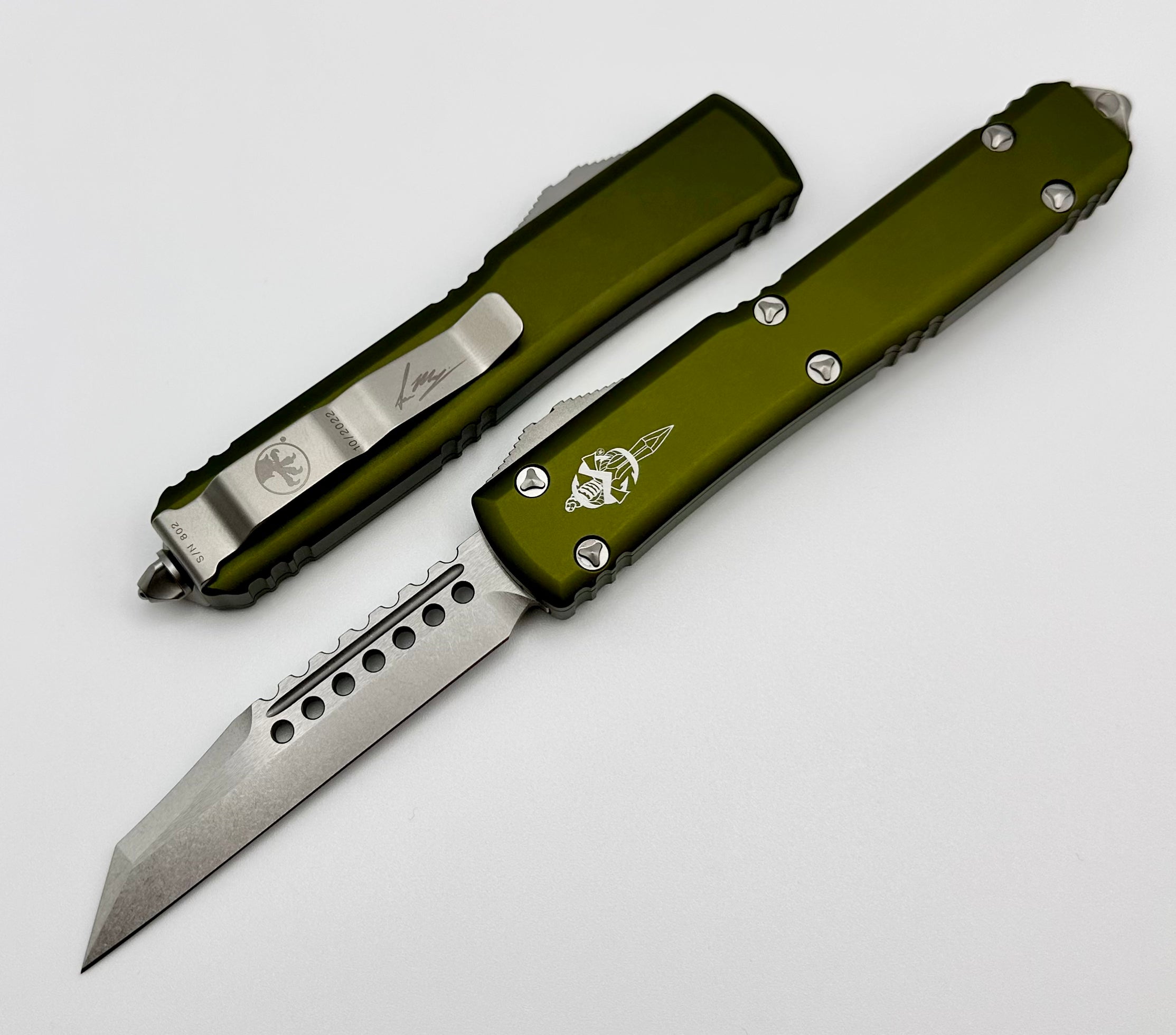 Premium Microtech Ultratech Warhound Stonewash OTF Knife - OD Green Edition