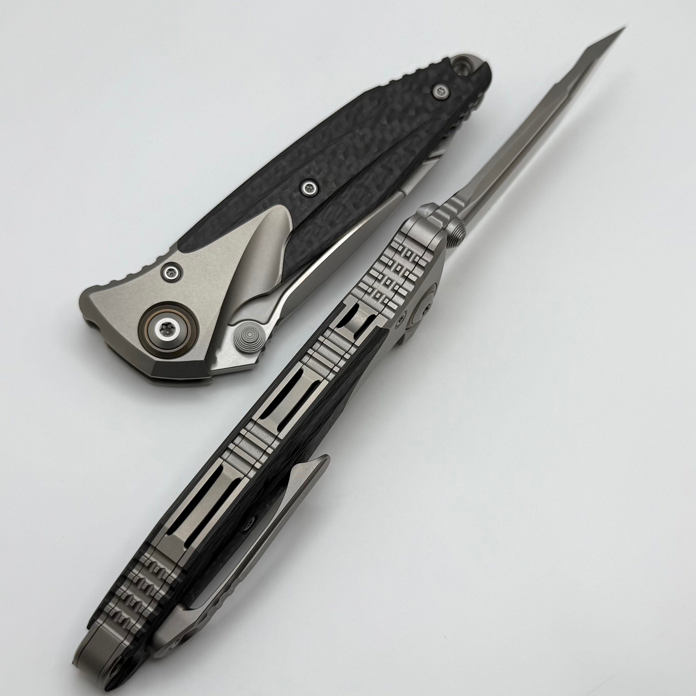 Premium Microtech Socom Bravo T/E Tactical Knife with Bronze Ti Pivot & Carbon Fiber Scales