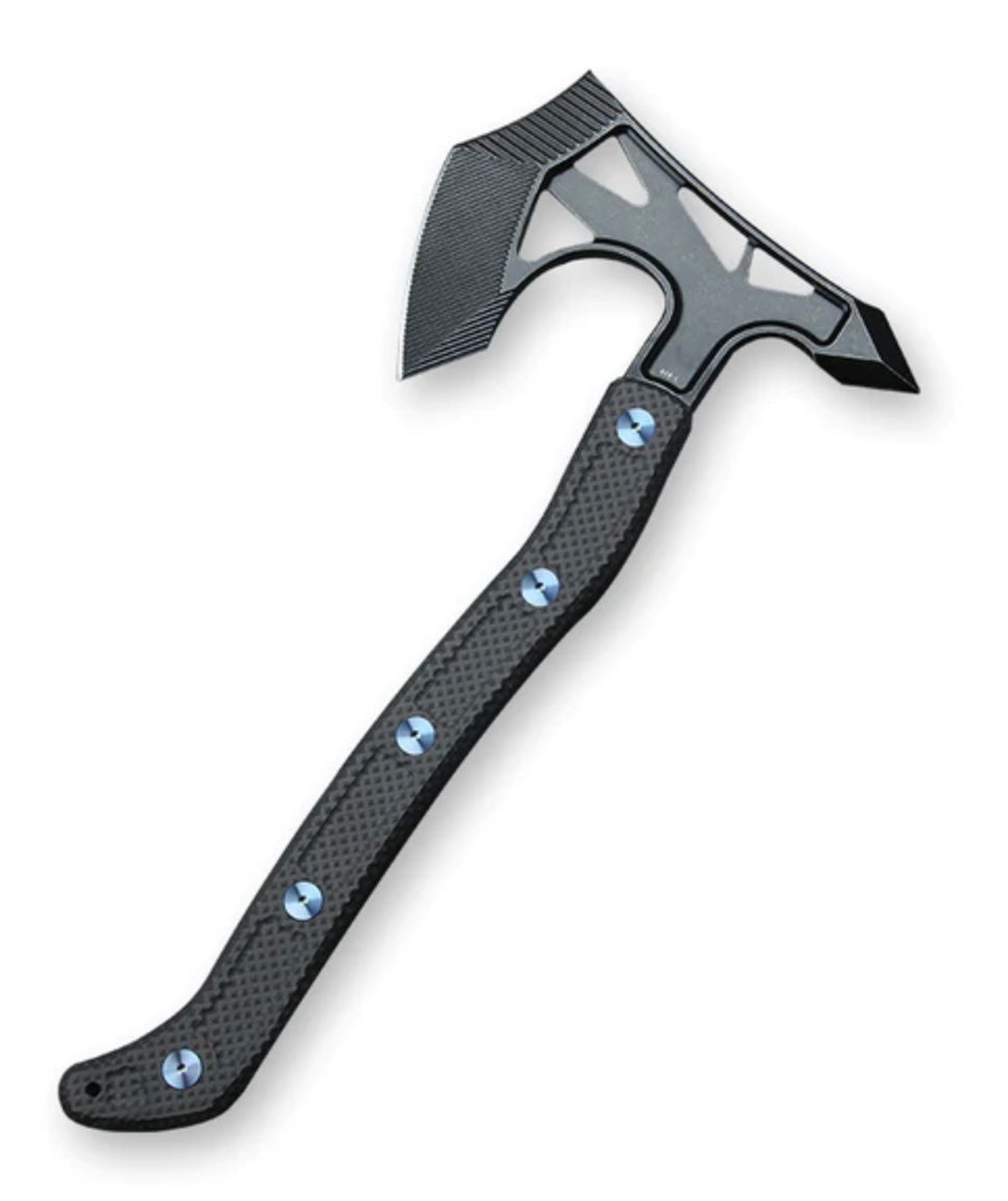 Jake Hoback PS2 Axe - Premium DLC Stonewash AEB-L Steel with Unidirectional Carbon Fiber & Blue Anodized Bolts