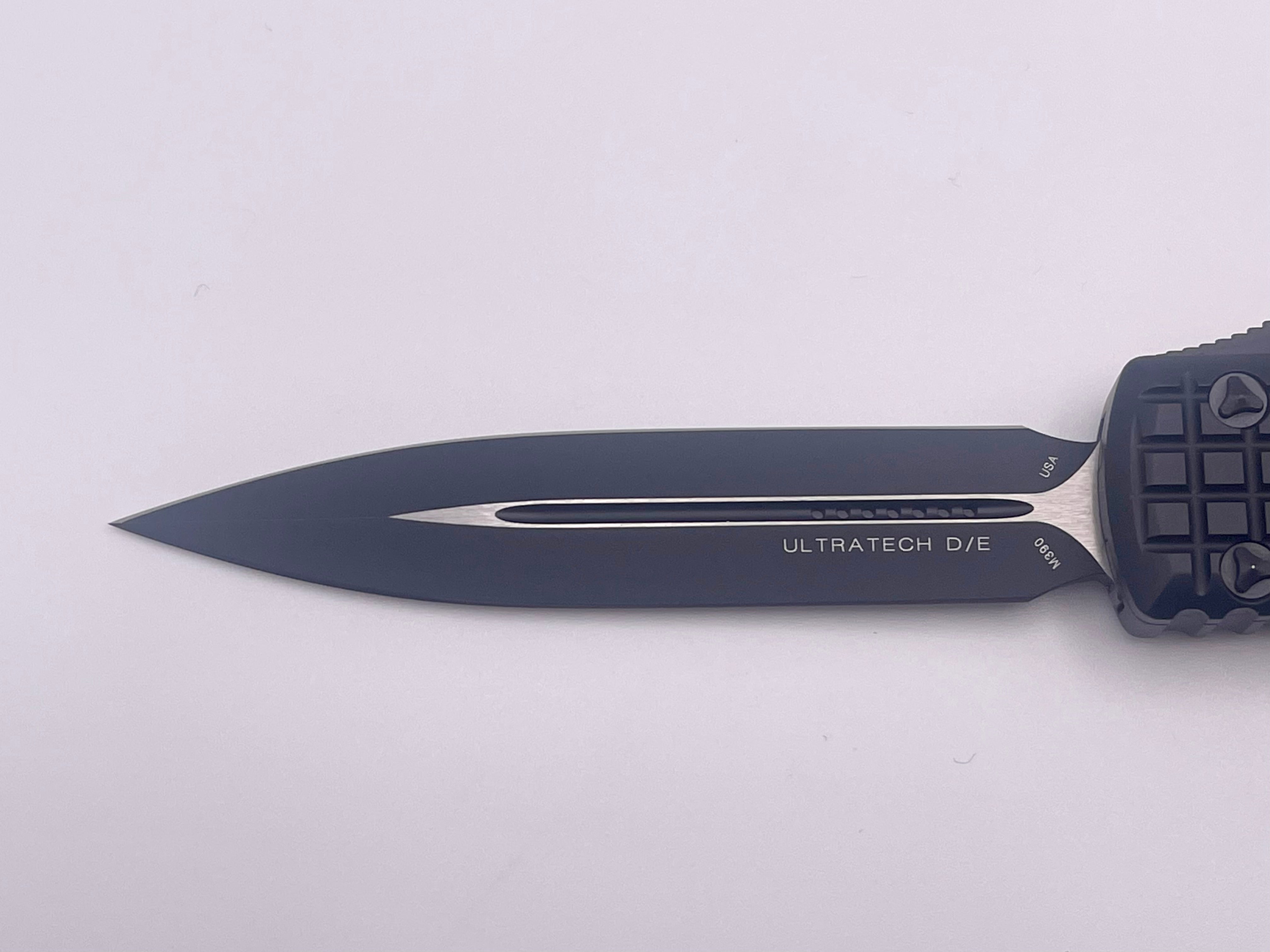 Pre-Owned Microtech Ultratech Tactical Knife - Double Edge Black, Premium Aircraft Aluminum Handle