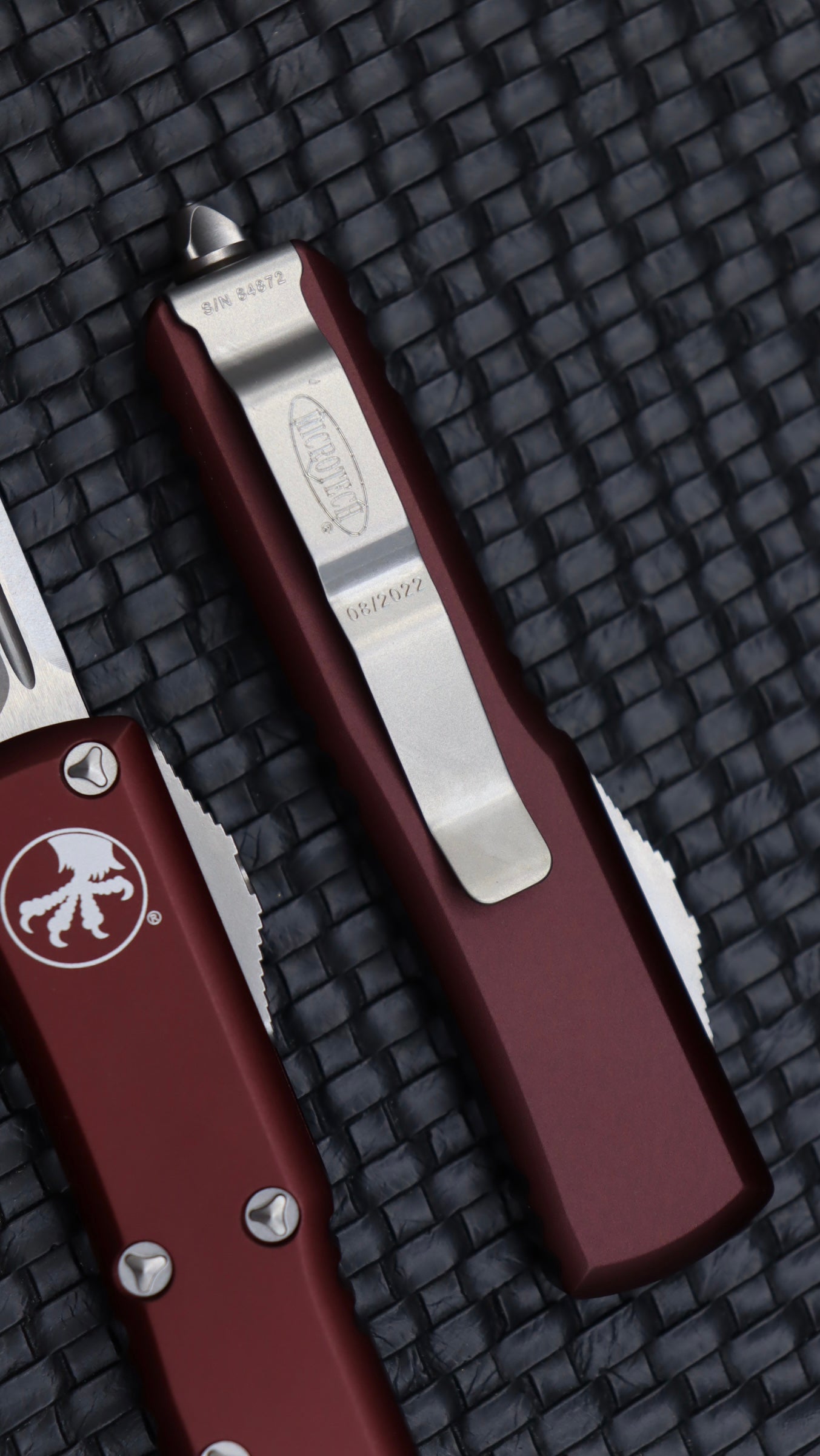 Microtech UTX-85 Premium EDC Knife - Stonewash & Merlot Edition