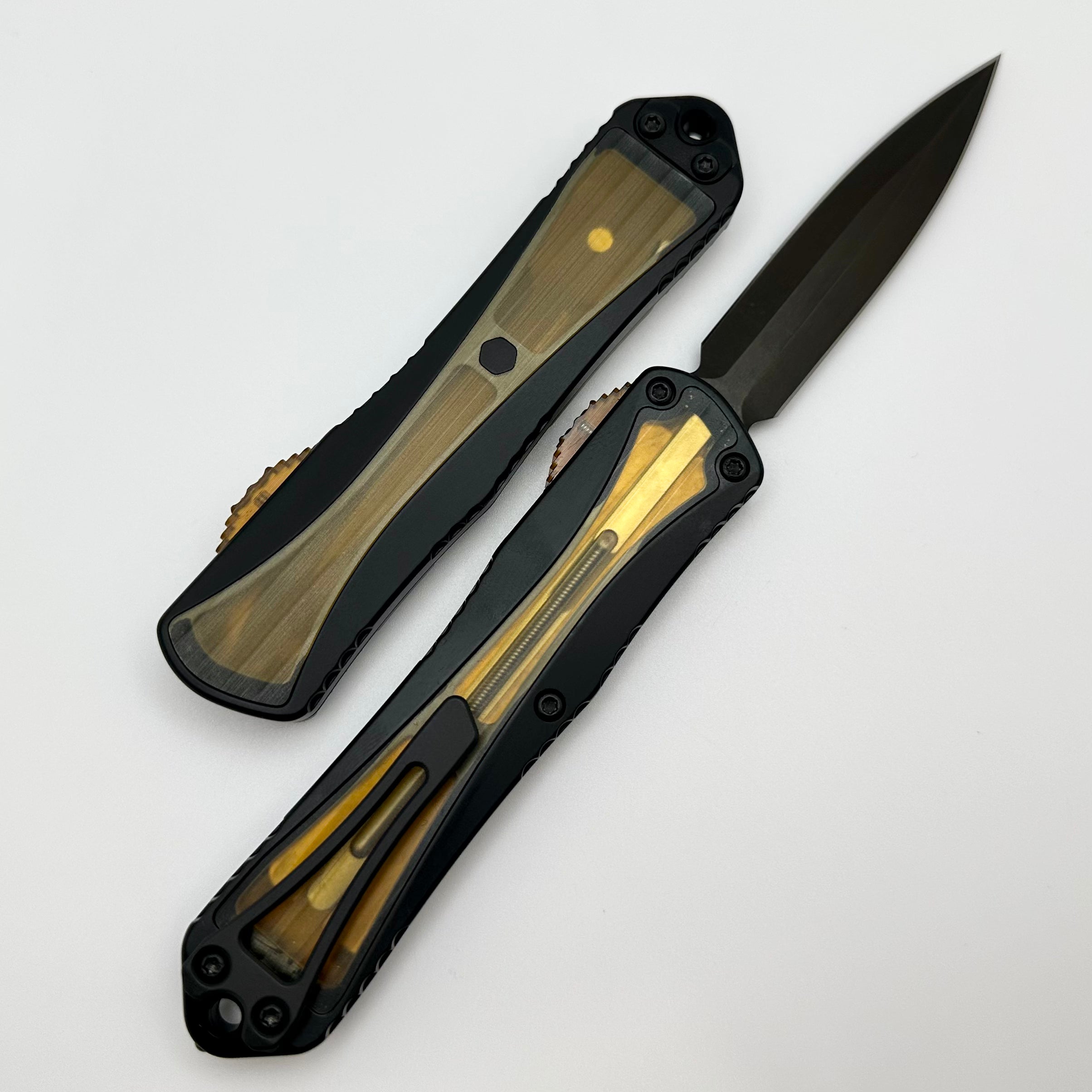 Heretic Knives Manticore E - Ultimate Tactical OTF Knife with Black Handle & Ultem Inlays