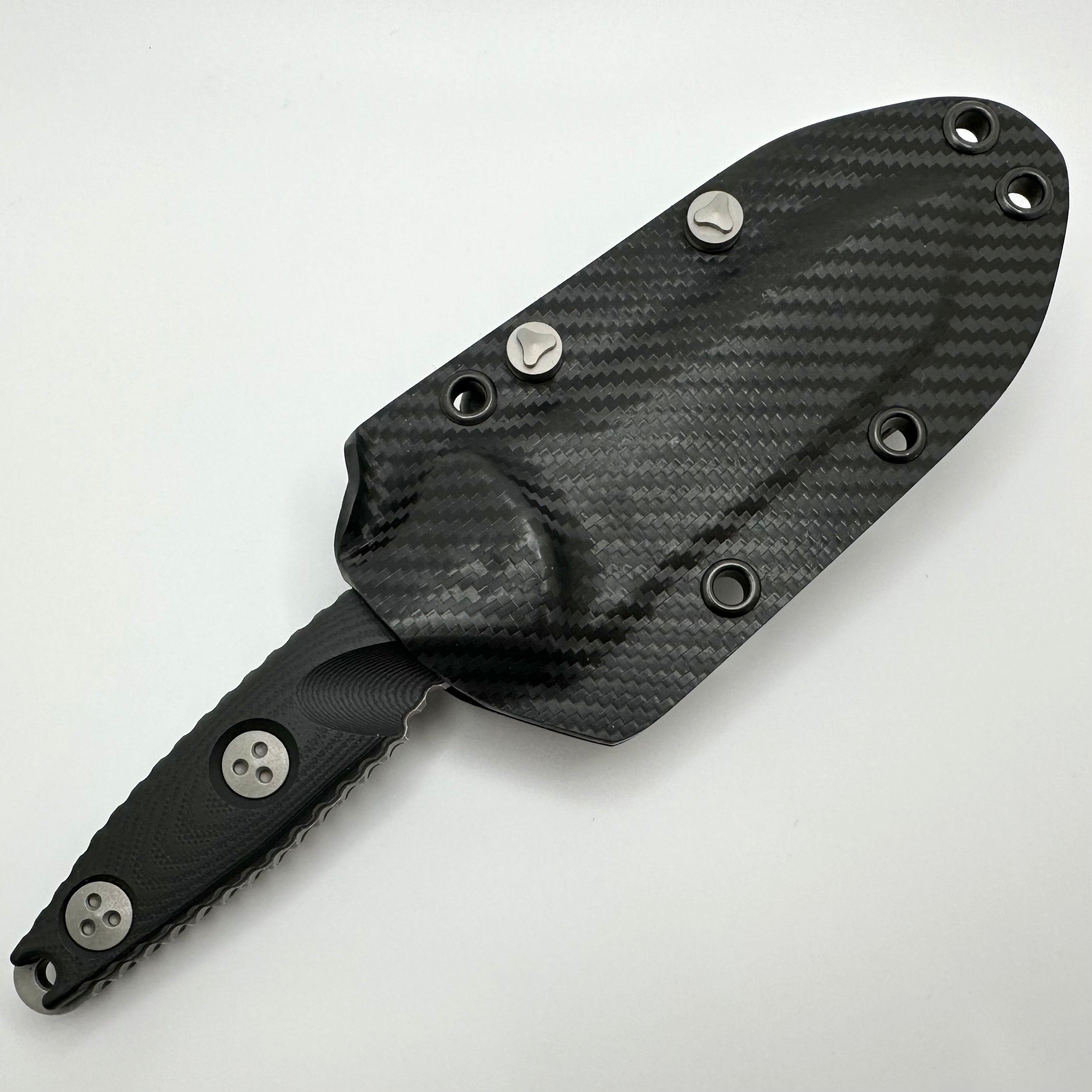 Premium Microtech Socom Alpha Mini Tanto Tactical Knife - Apocalyptic Full Serrated Fixed Blade