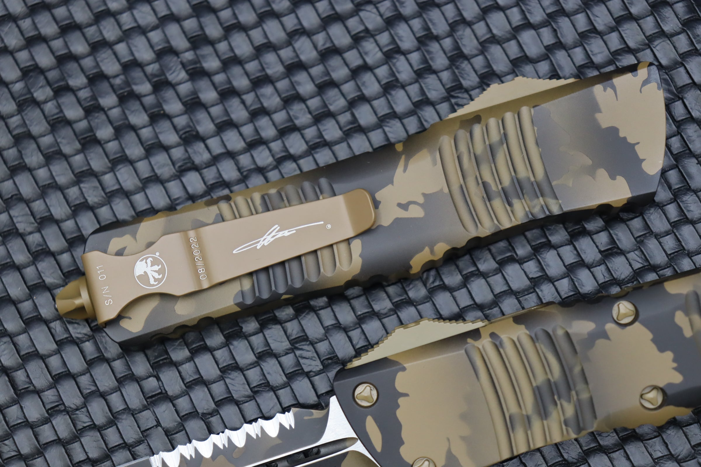 Microtech Combat Troodon Coyote Camo Double Edge Automatic Knife - Premium Tactical EDC