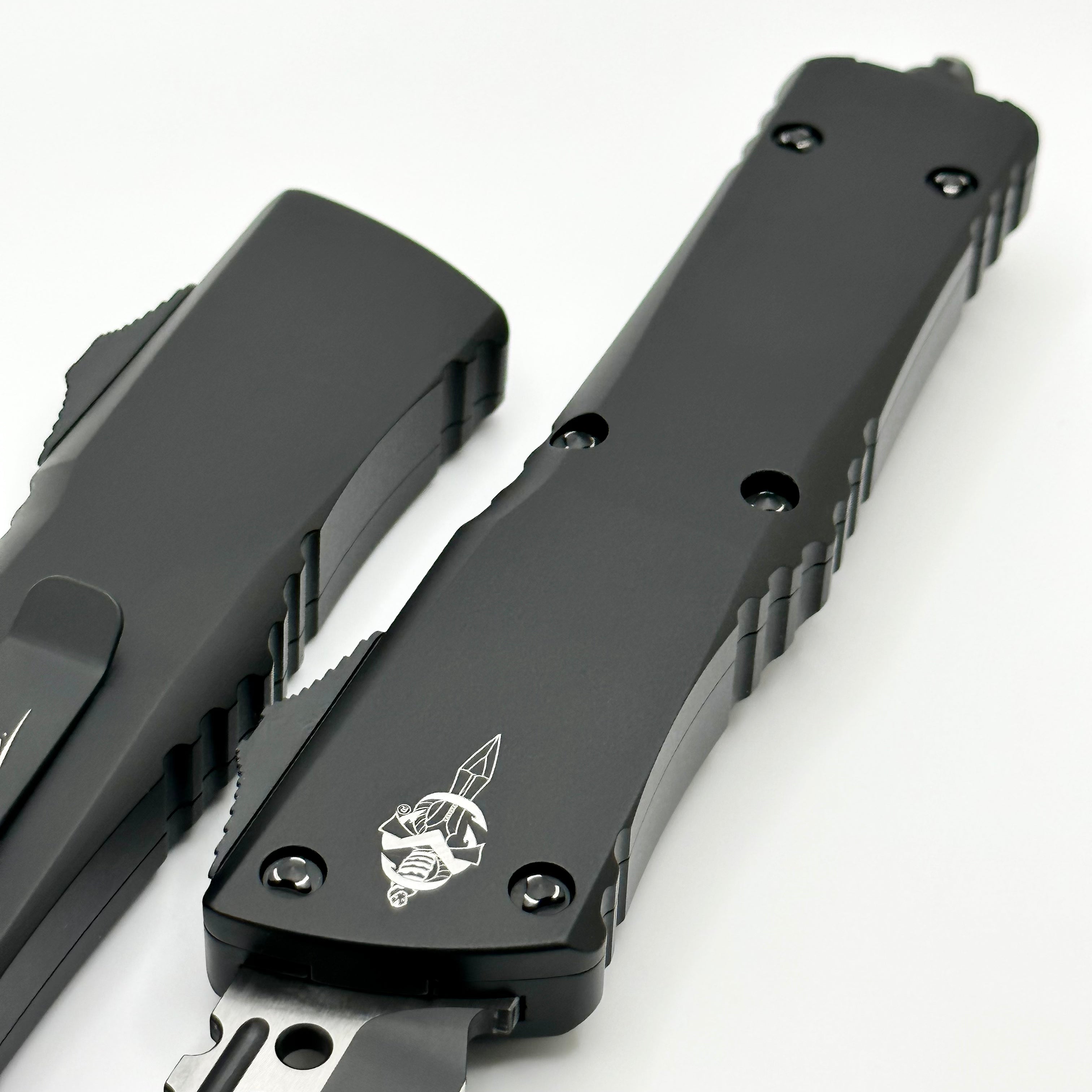 Microtech Combat Troodon Hellhound Tactical OTF Knife - Premium Smooth Chassis with Ringed Hardware