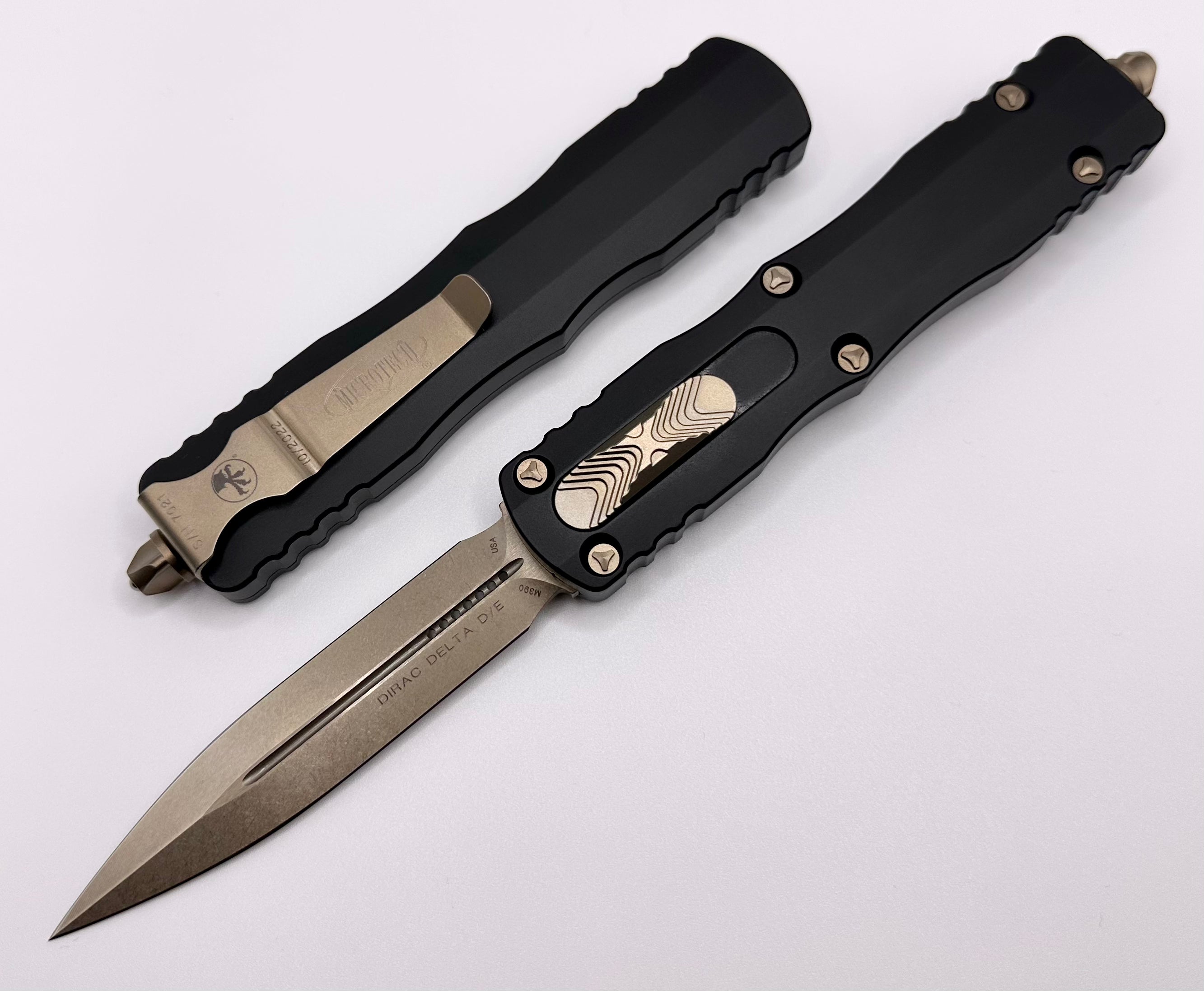 Microtech Dirac Delta D/E Premium Bronze & Black OTF Knife