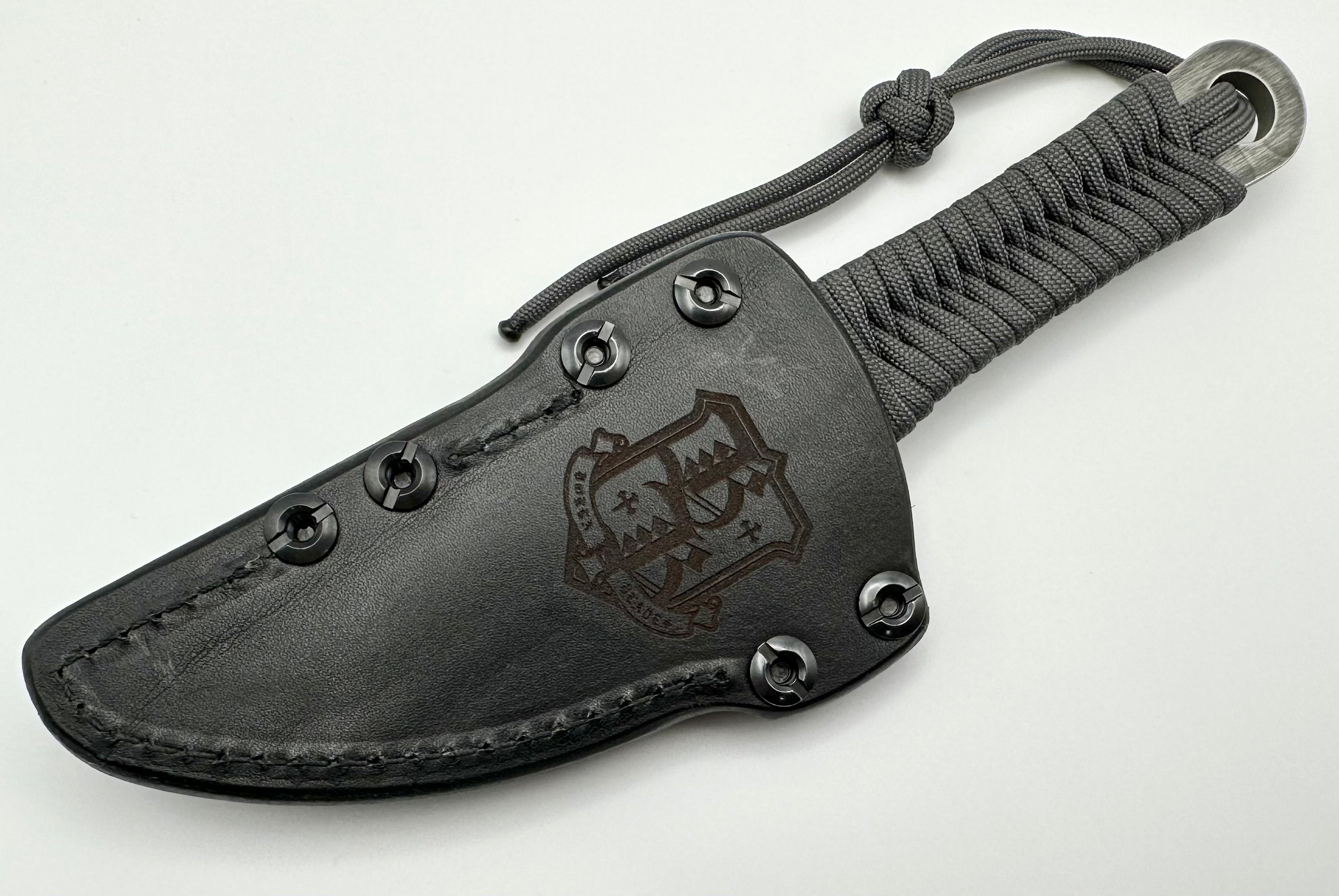 Borka Blades SBK-L M390 Rock Ground Fixed Blade with Premium Chattanooga Leather Sheath & Gray Paracord Wrap