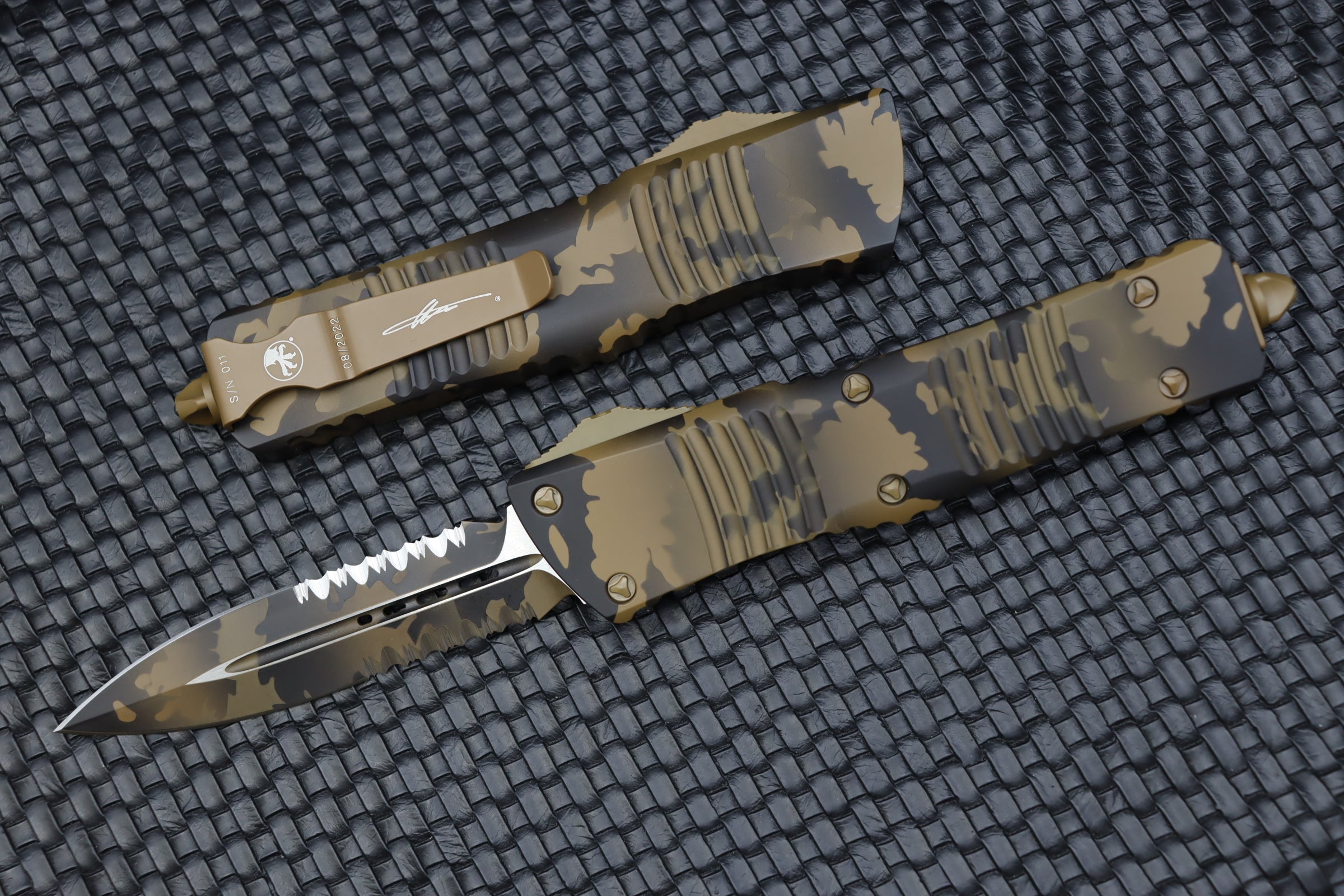 Microtech Combat Troodon Coyote Camo Double Edge Automatic Knife - Premium Tactical EDC