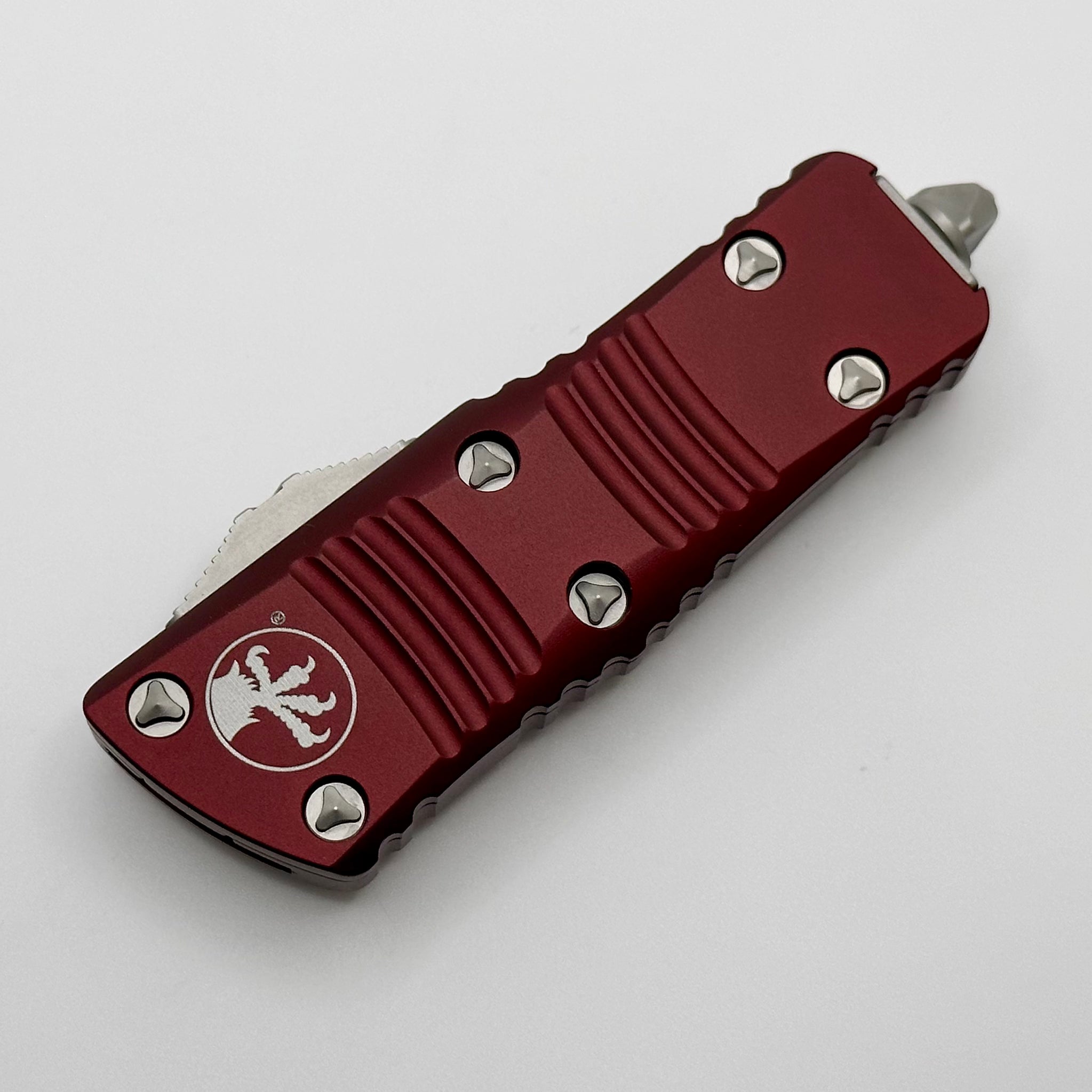 Premium Microtech Mini Troodon D/E Stonewash & Merlot – Ultimate Everyday Carry