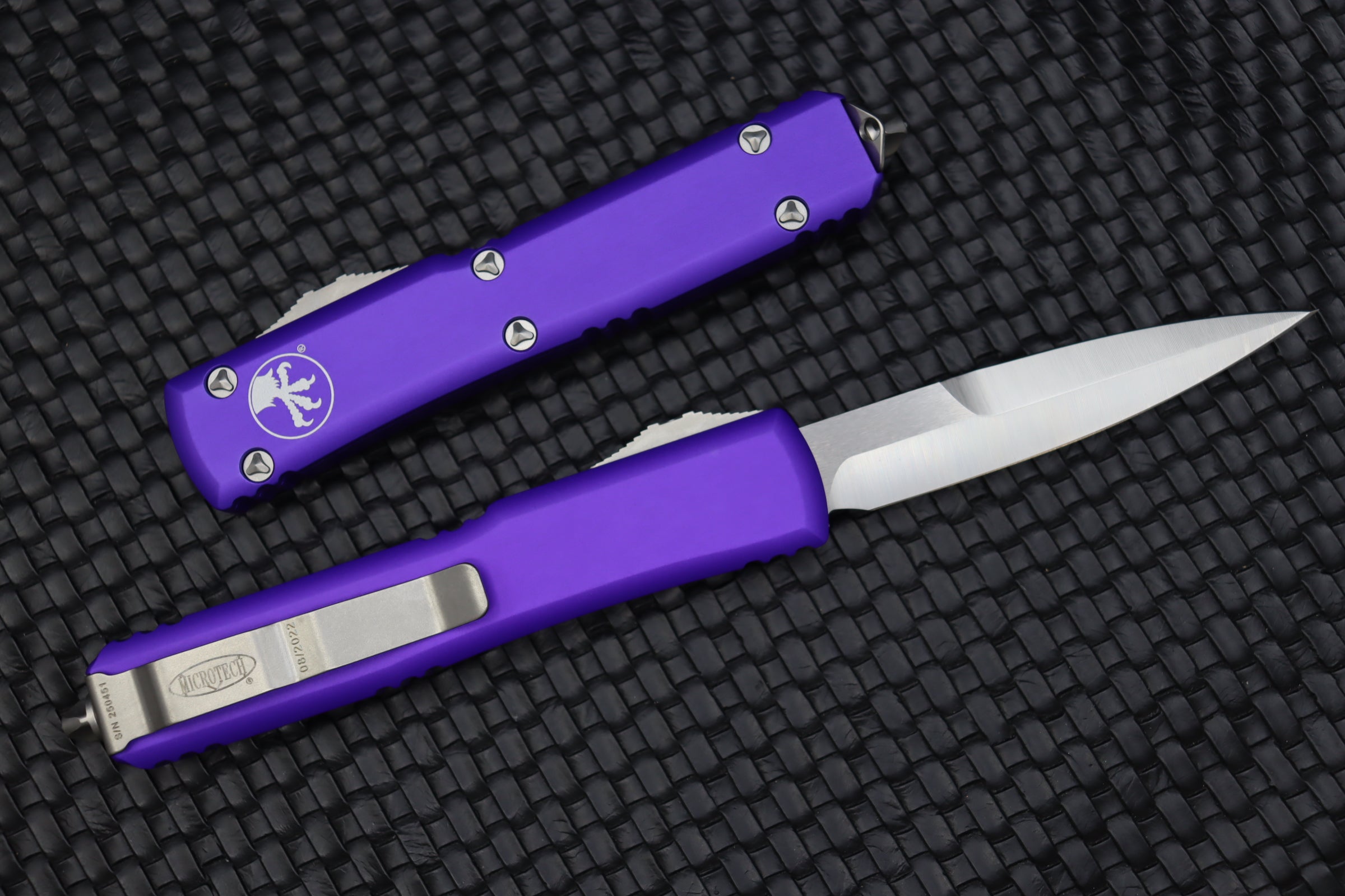 Premium Microtech Ultratech Bayonet Knife - Satin & Purple Edition