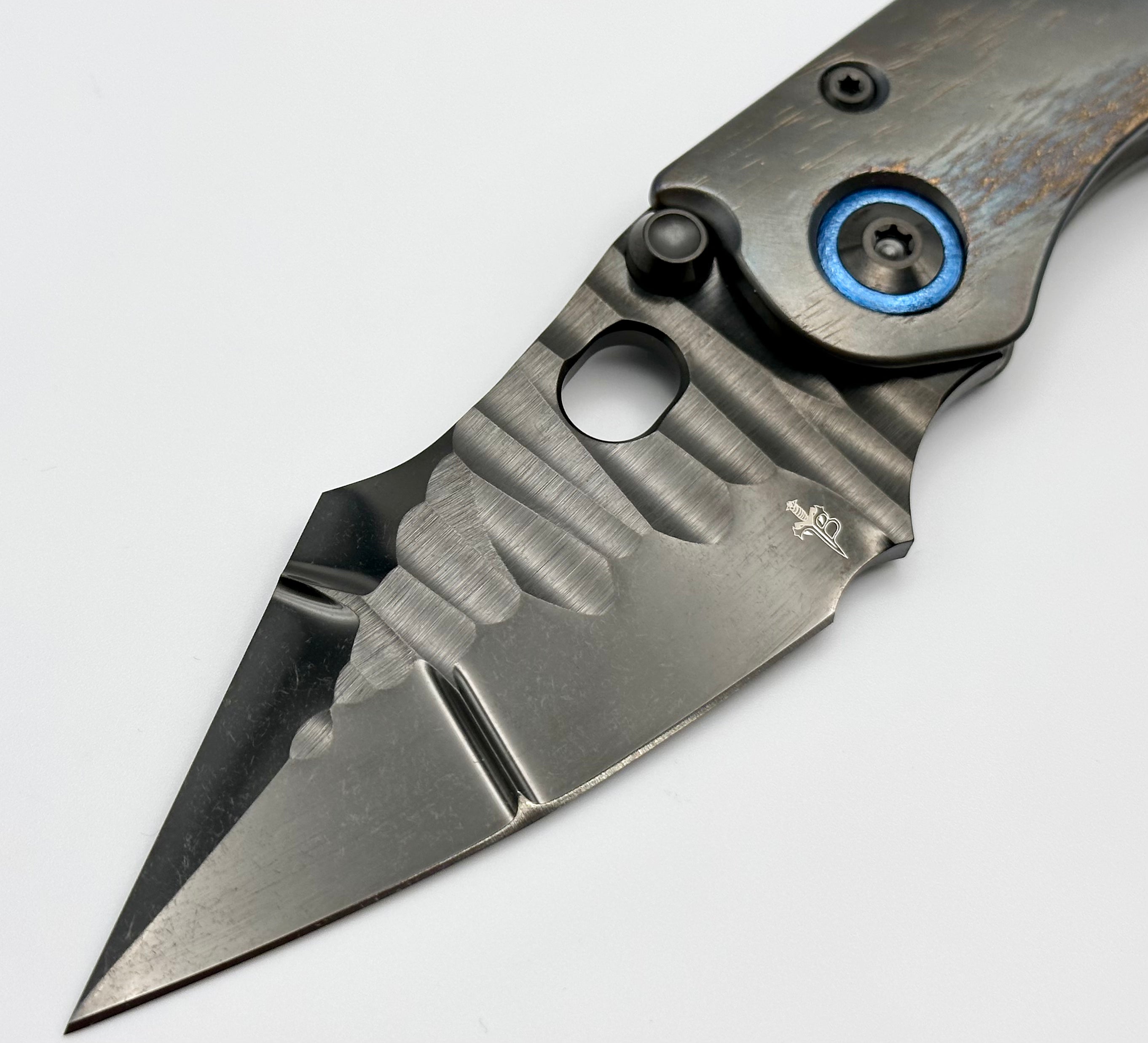 Marfione Custom Knives & Borka Blades Stitch - Premium DLC Cracked Diamondwash Blade with Cosmic Titanium Handles