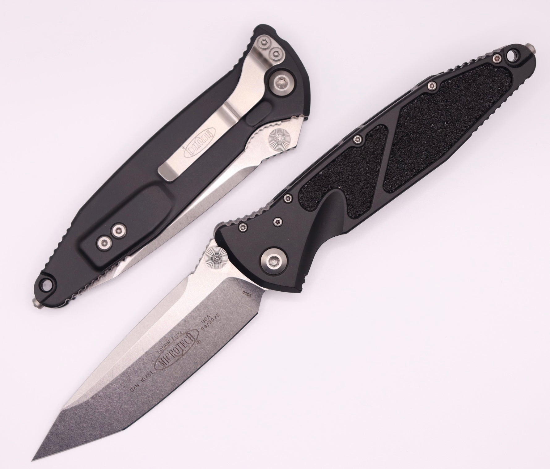 Premium Microtech Socom Elite Tanto Edge Manual Tactical Knife - Stonewash Finish