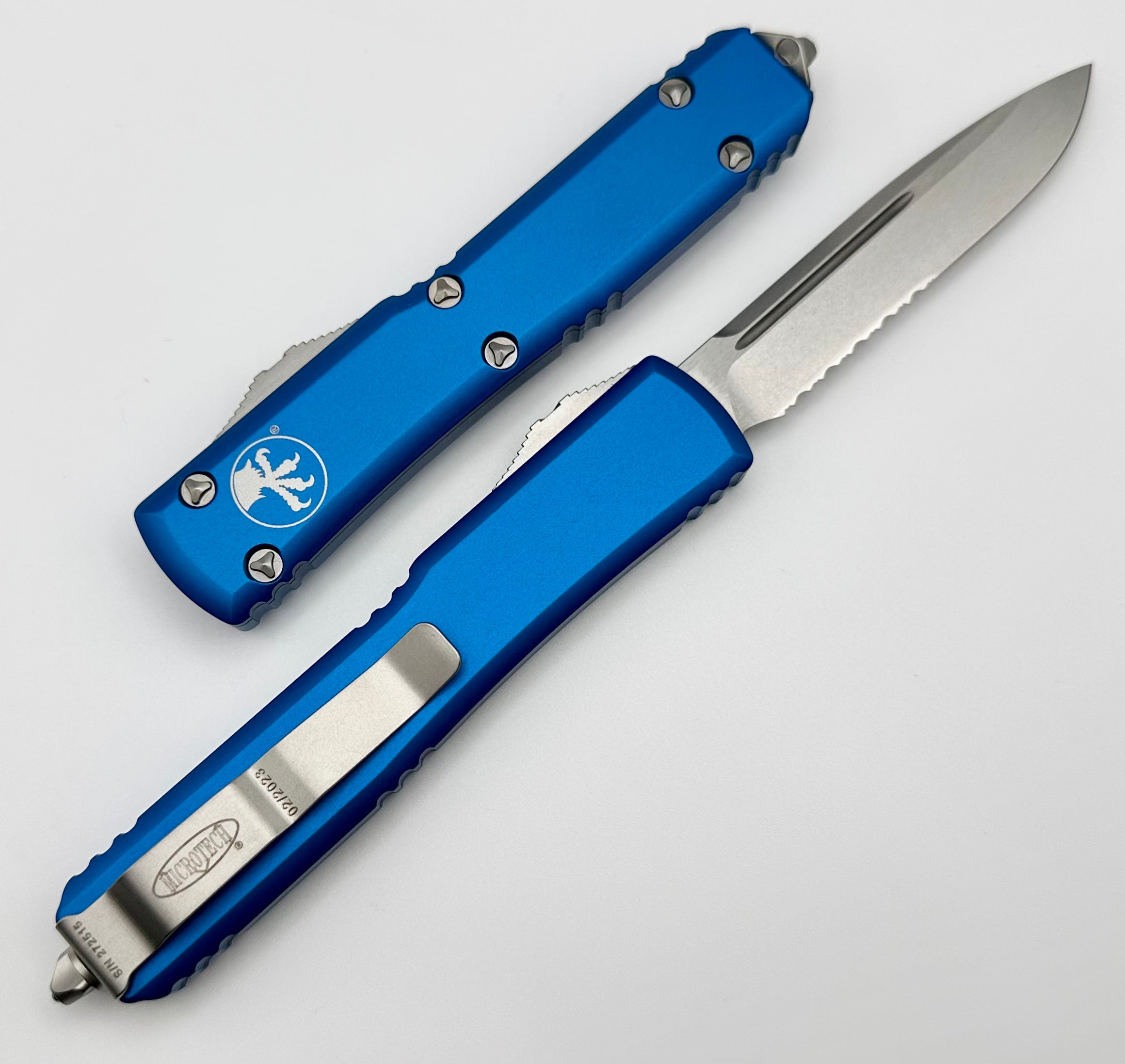 Microtech Ultratech Premium Tactical Knife - Stonewash Partial Serrated & Blue