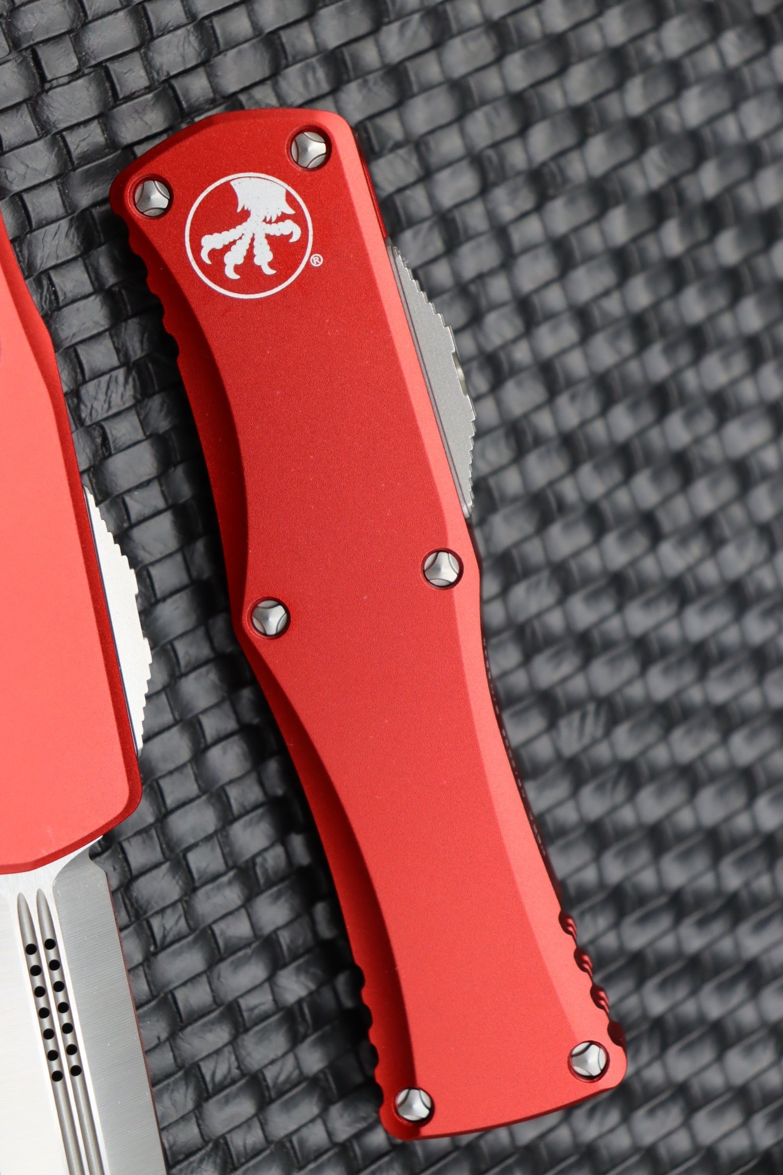 Premium Microtech Hera Double Edge Tactical Knife - M390 Steel & Red Aluminum Handle