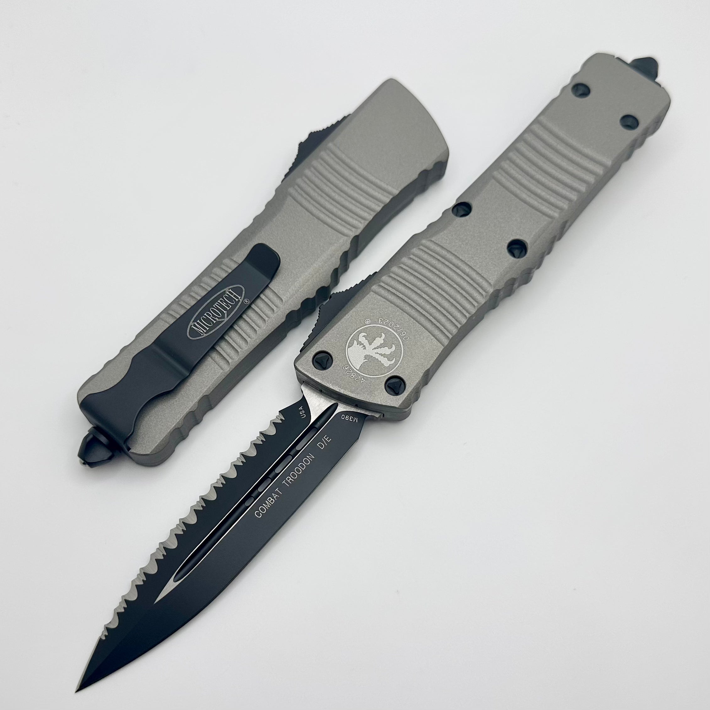 Microtech Combat Troodon Premium Double Edge Tactical Knife - Black & Titanium Gray