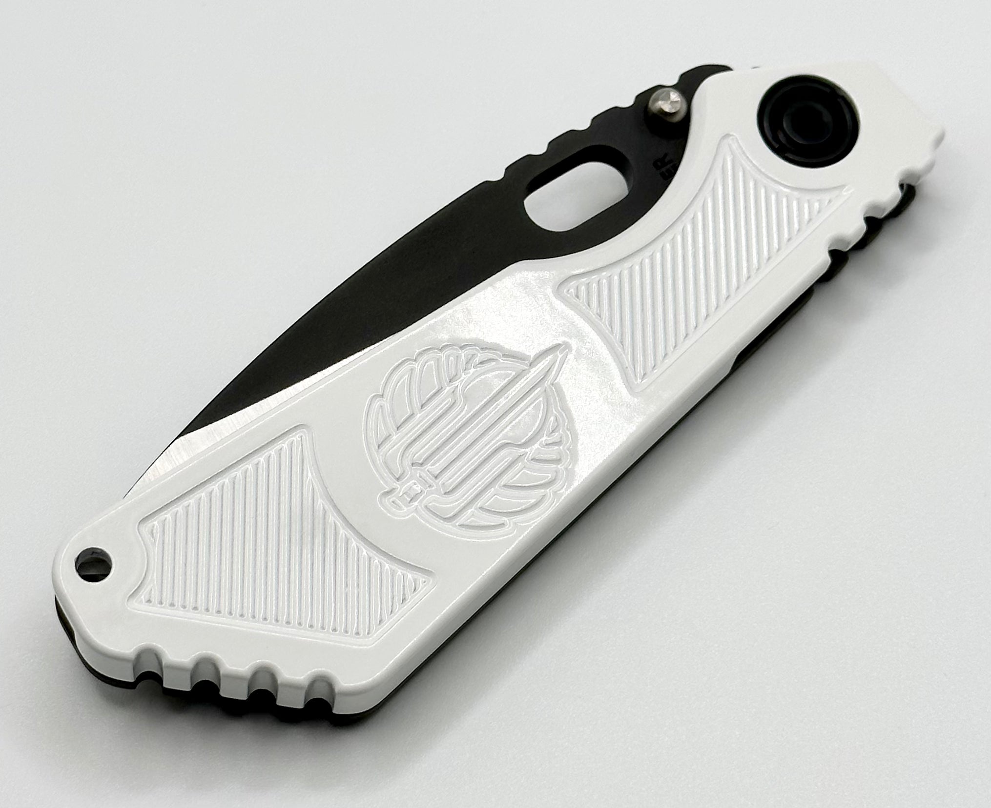 Premium Strider SnG White FWP Knife with Torched Lock & 20CV Blade