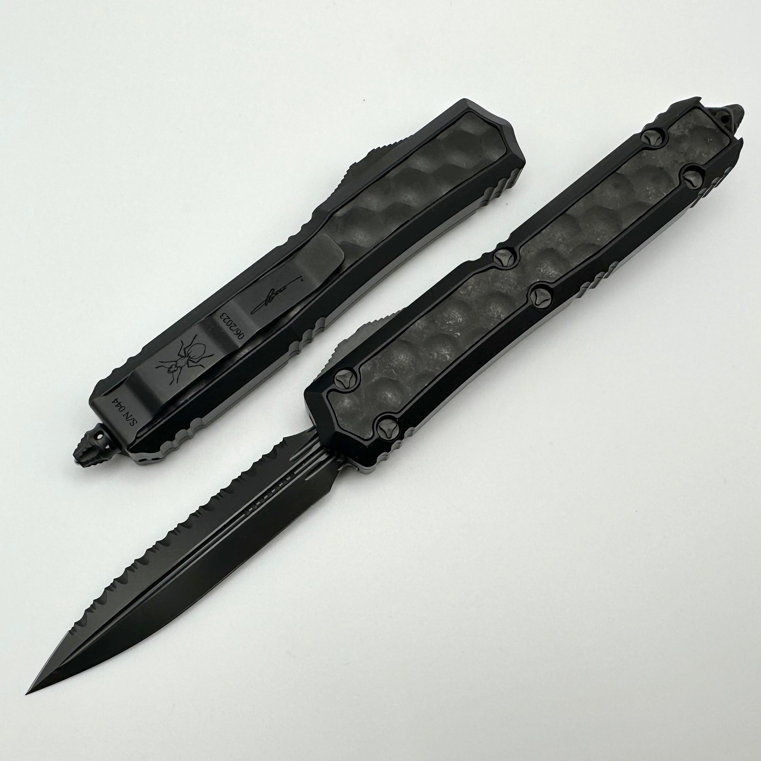 Microtech Makora Shadow Ultimate Tactical Knife - DLC Coated, Full Serrated Edge