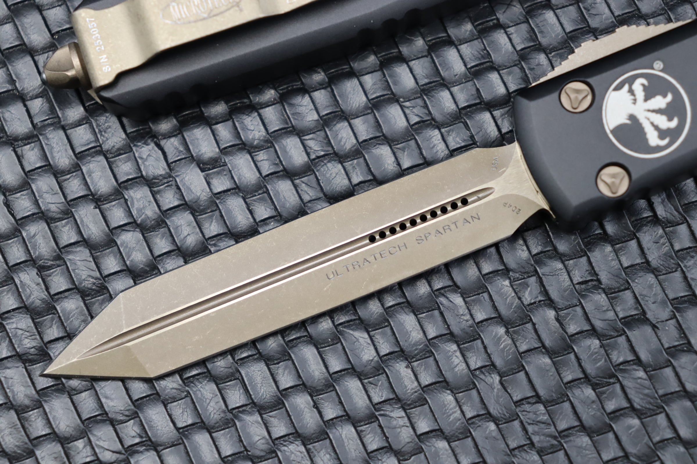 Premium Microtech Ultratech Spartan Knife - Bronzed Apocalyptic & Black Finish