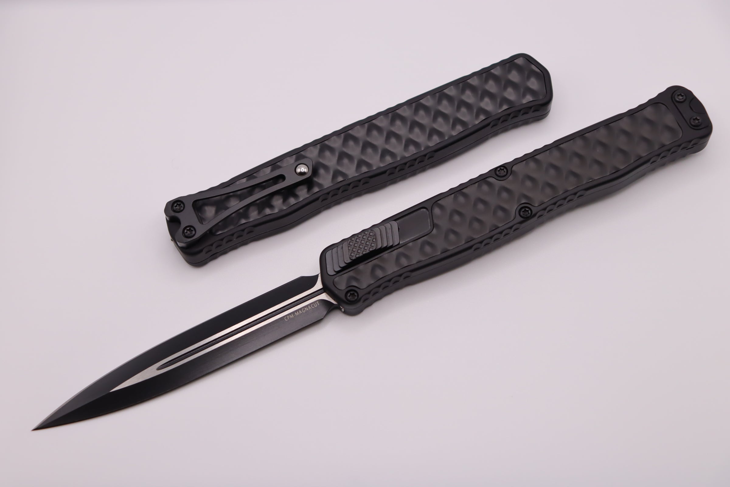 Heretic Knives Cleric II Premium Tactical Double Edge Knife - Black & Stainless Magnacut Blade