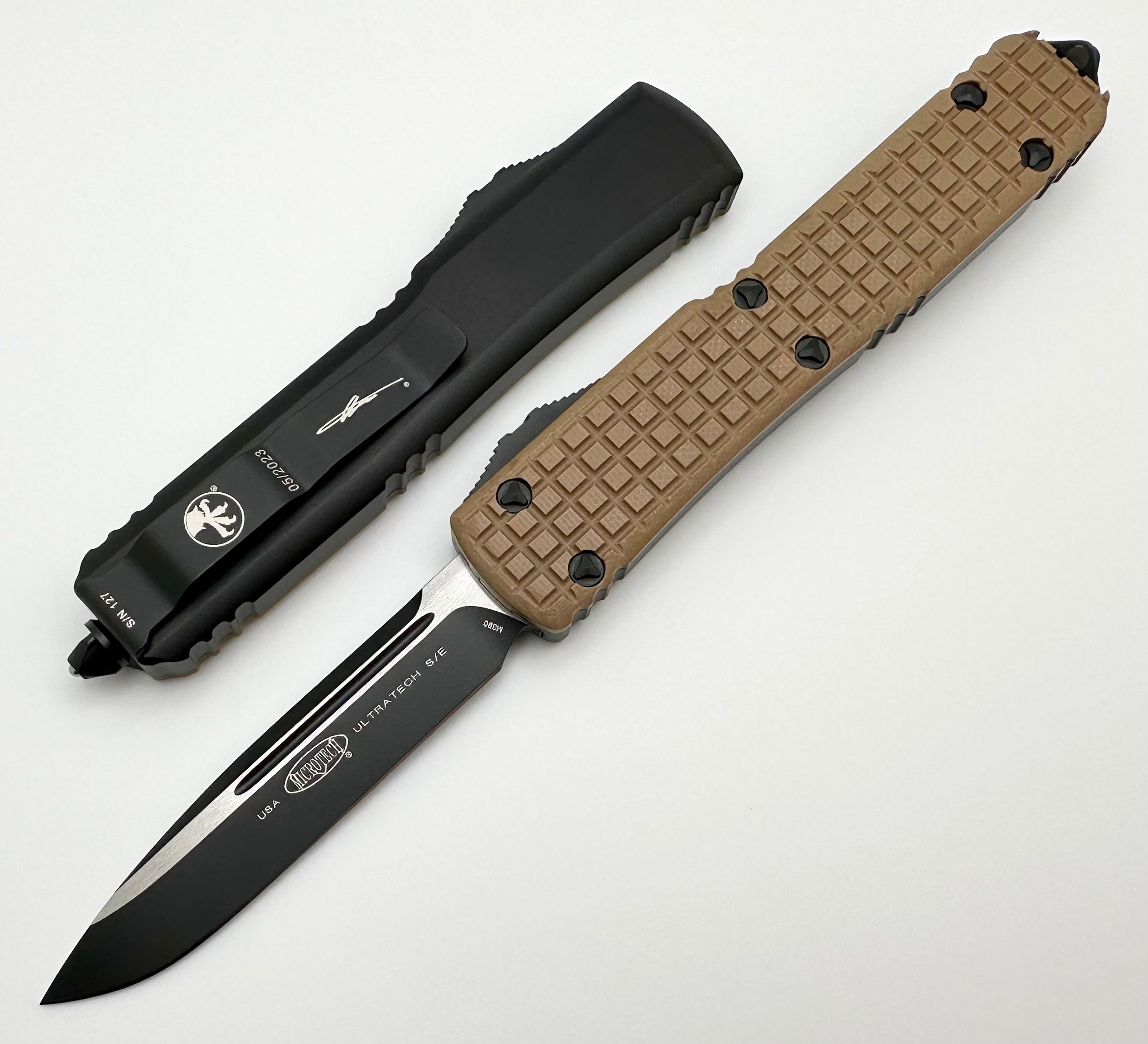 Microtech Ultratech Tactical OTF Knife - Premium Tan G-10 Handle, M390 Blade