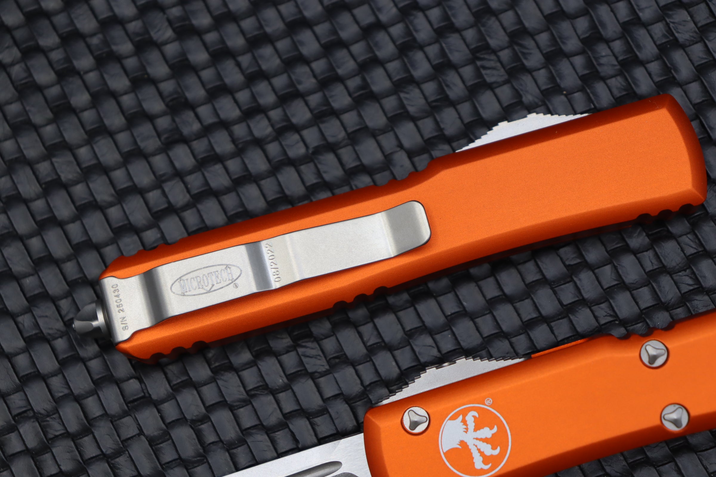 Microtech Ultratech Tanto Premium Stonewash Knife with Orange Handle