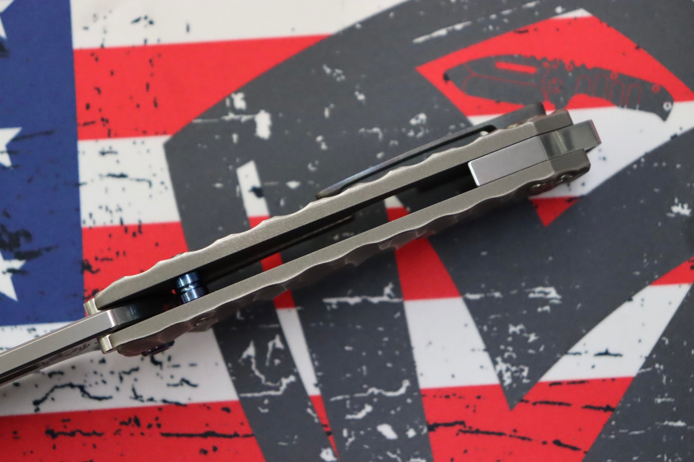 Medford Midi Marauder Tumbled S35VN Drop Point Knife - Premium Titanium Handles & Flamed Hardware