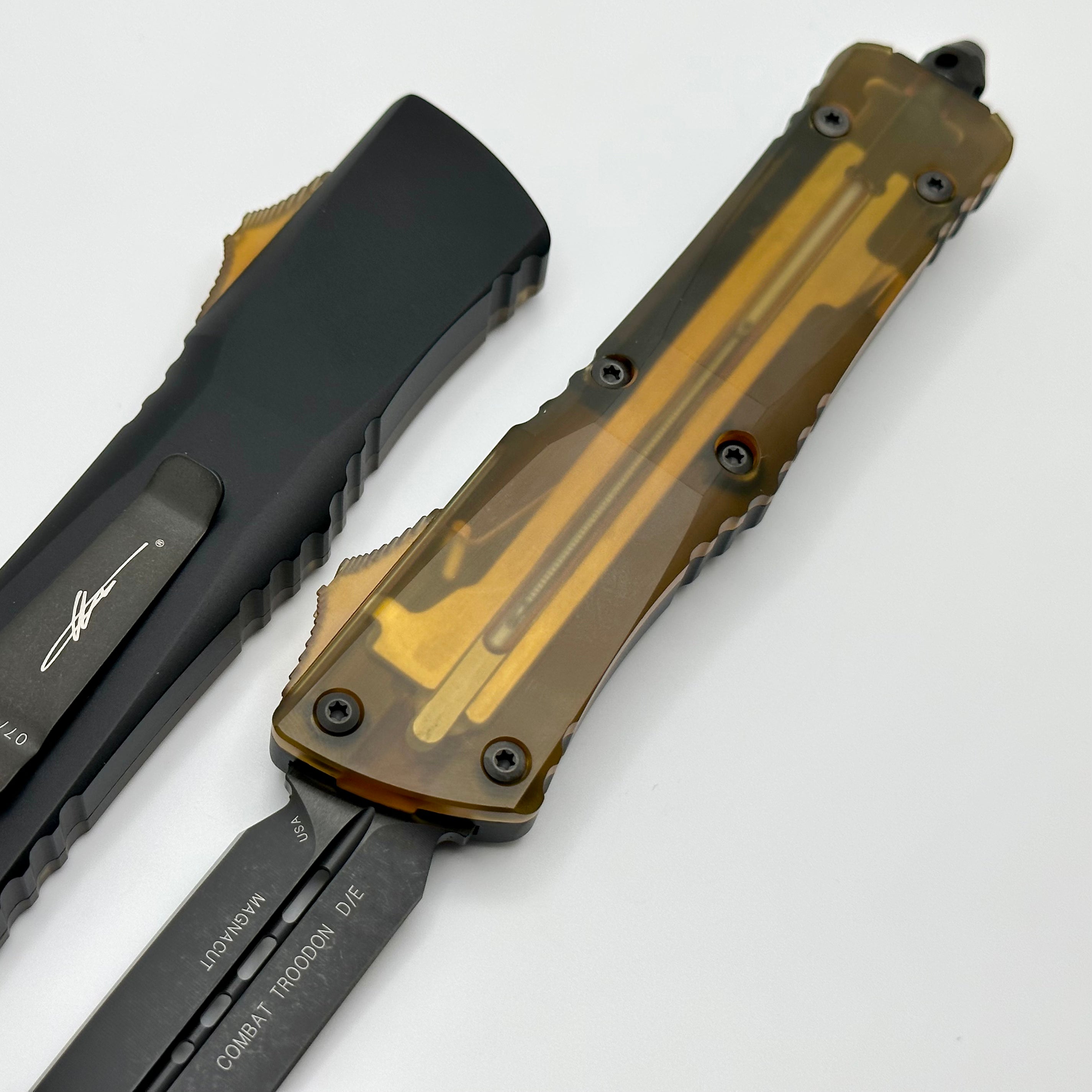 Premium Microtech Combat Troodon Ultem Tactical OTF Knife - Double Edge DLC Coated