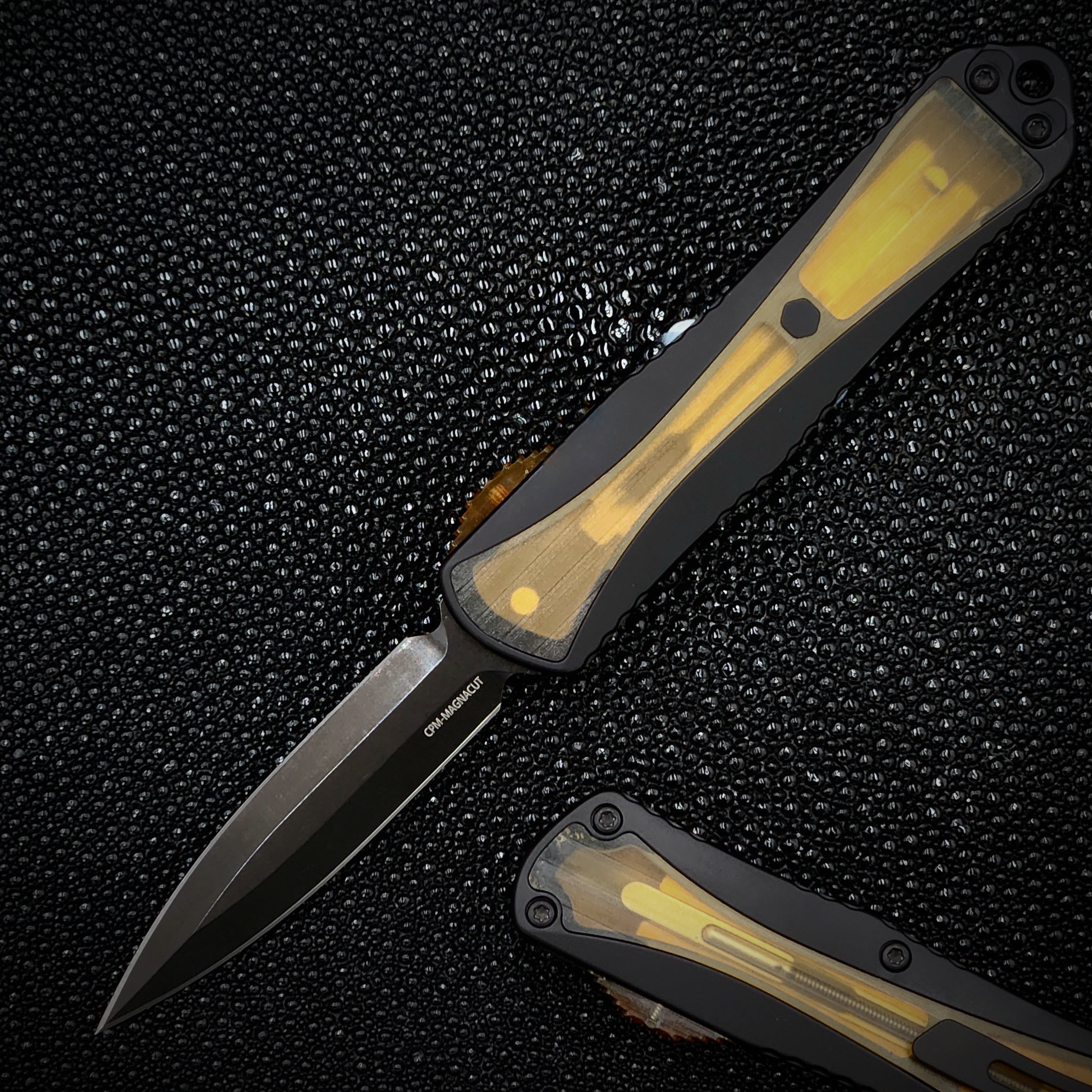 Heretic Knives Manticore E - Ultimate Tactical OTF Knife with Black Handle & Ultem Inlays