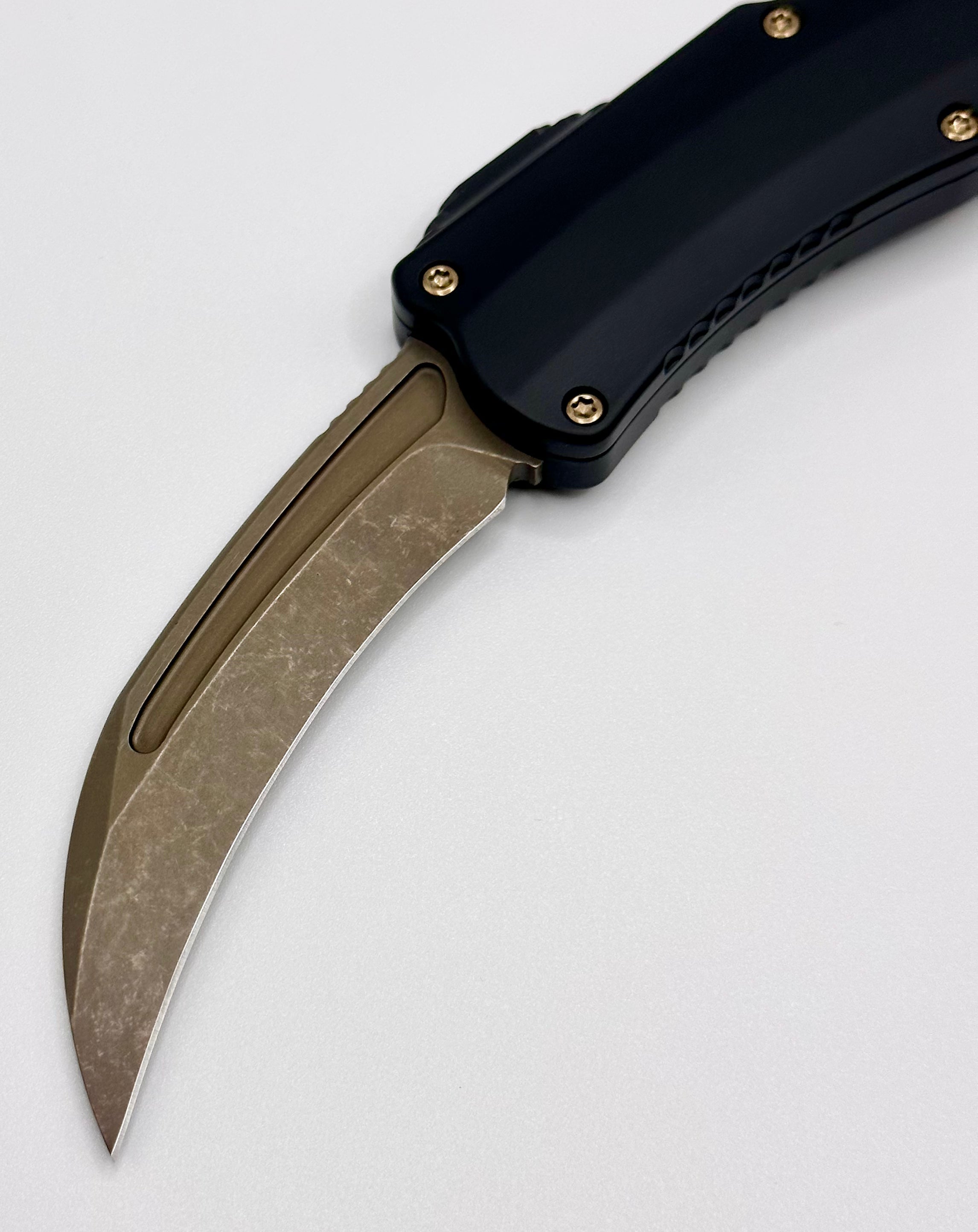 Premium Heretic Iconoclast ROC Knife with Bronze Blade & Abalone Inlay