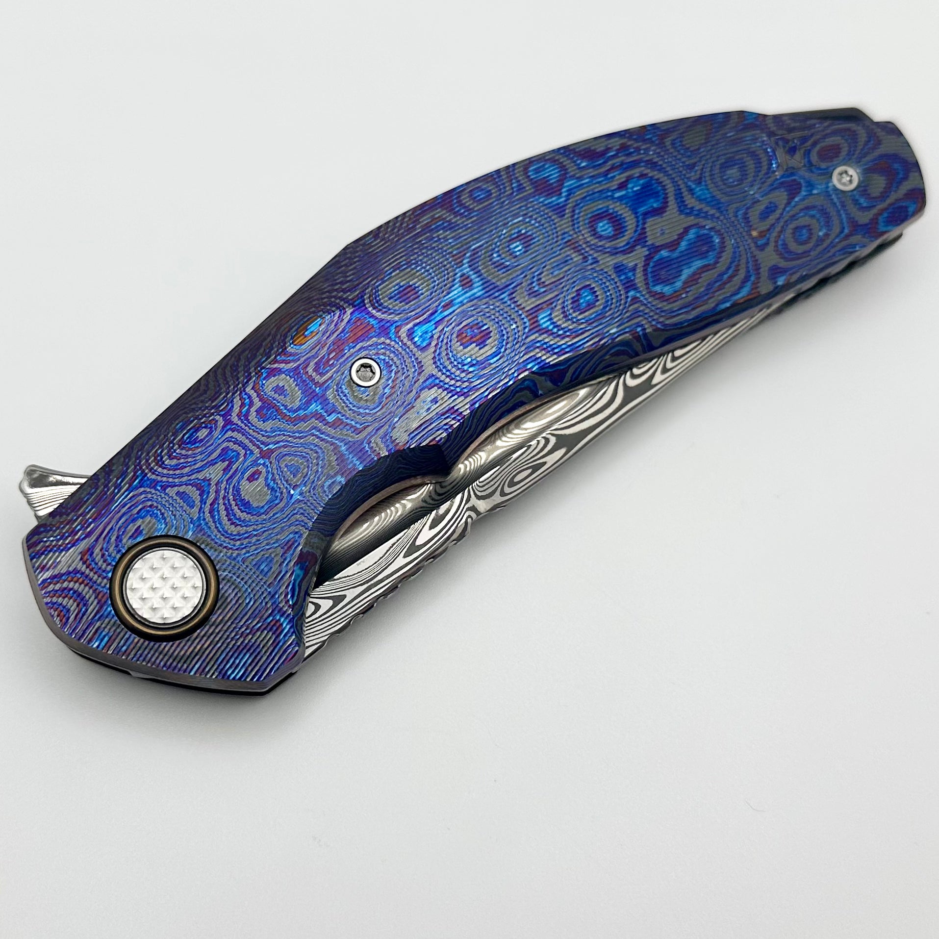 Premium Custom Knife Factory Marauder: ZircuTi Scales & Damasteel Blade Showpiece