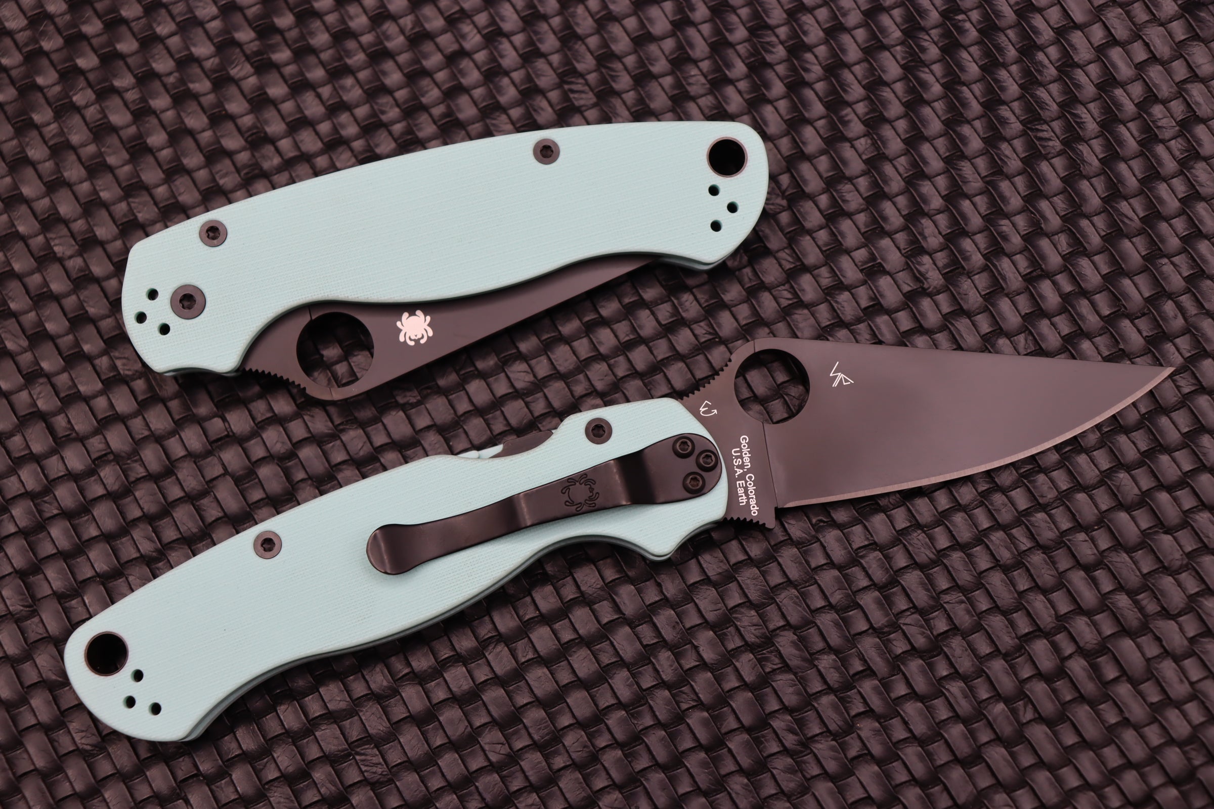 Premium Spyderco Paramilitary 2 PM2 Tactical Knife - Teal G-10 & DLC S90V