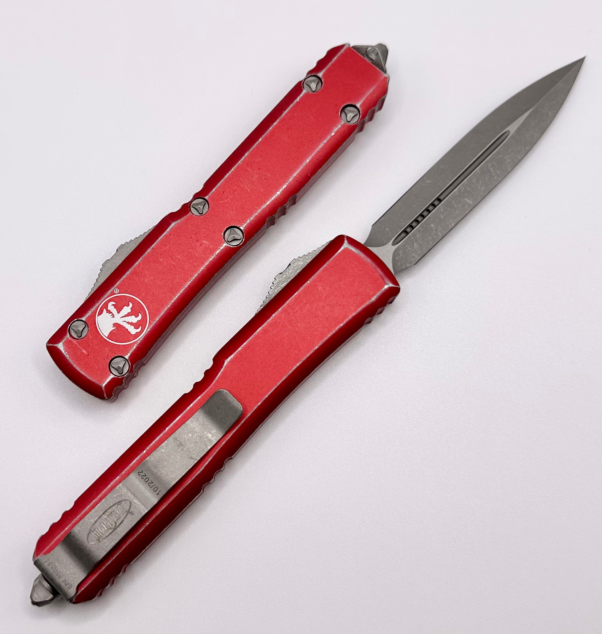 Microtech Ultratech Premium Double Edge Tactical Knife - Distressed Red