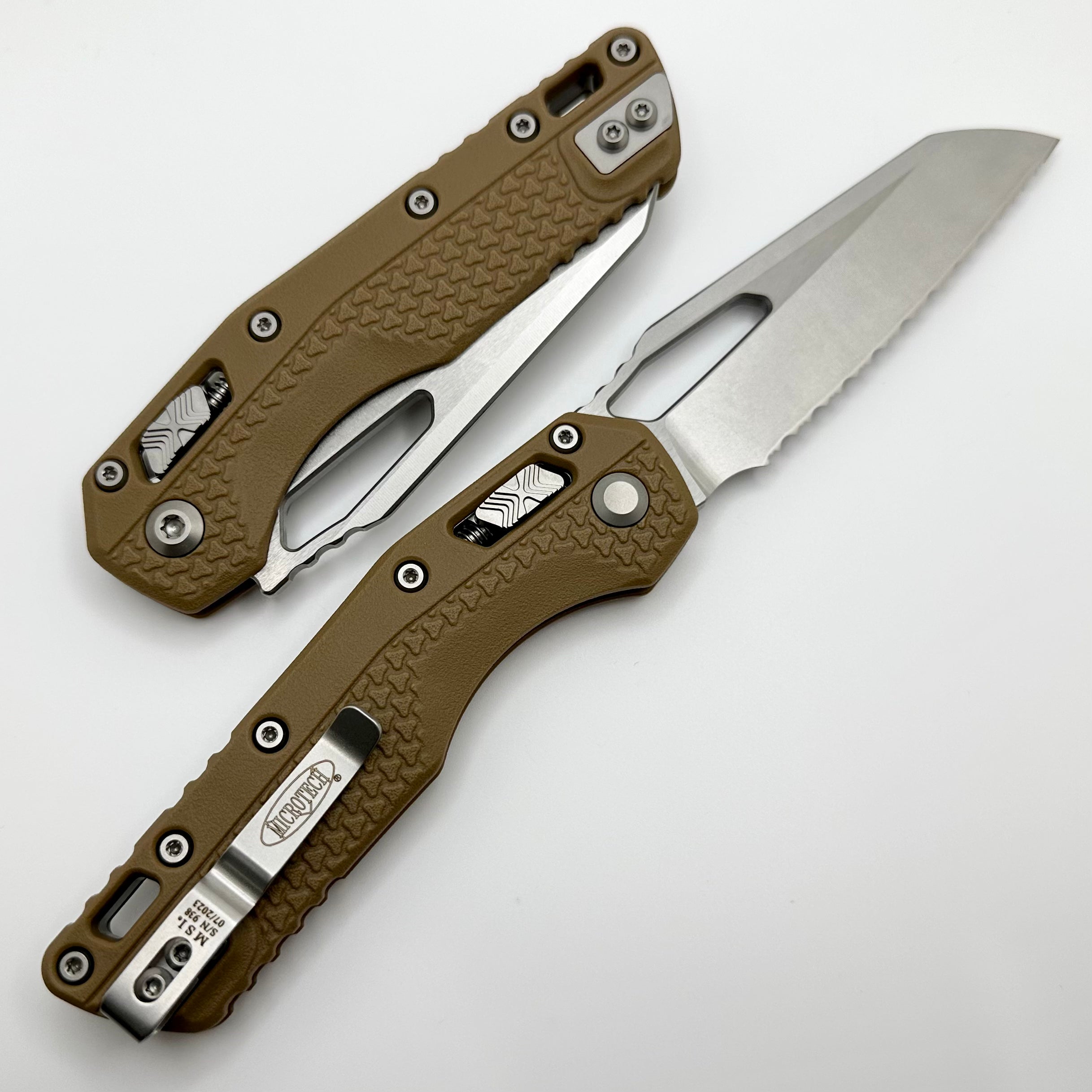 Microtech MSI RAM LOK Ultimate Tactical Knife - Dark Earth Polymer & Full Serrated M390MK Blade
