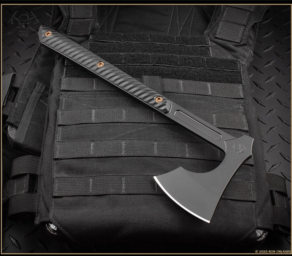 RMJ Tactical Raven Premium Tactical Axe with Black G-10 Handle & Graphite Black Finish