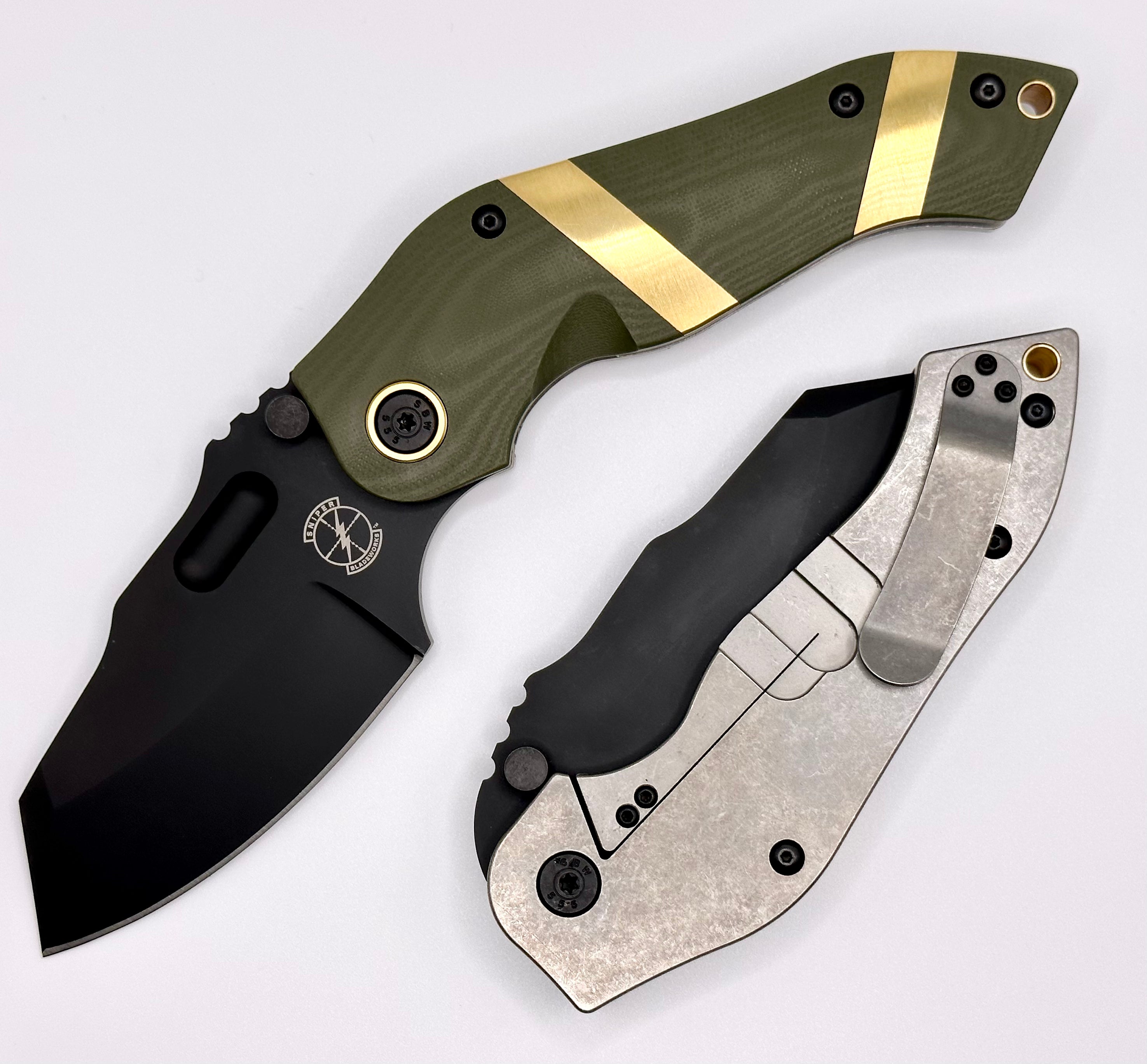 Premium Sniper Bladeworks DMF Tactical Knife - OD Green G-10 Handle & PVD S35VN Blade