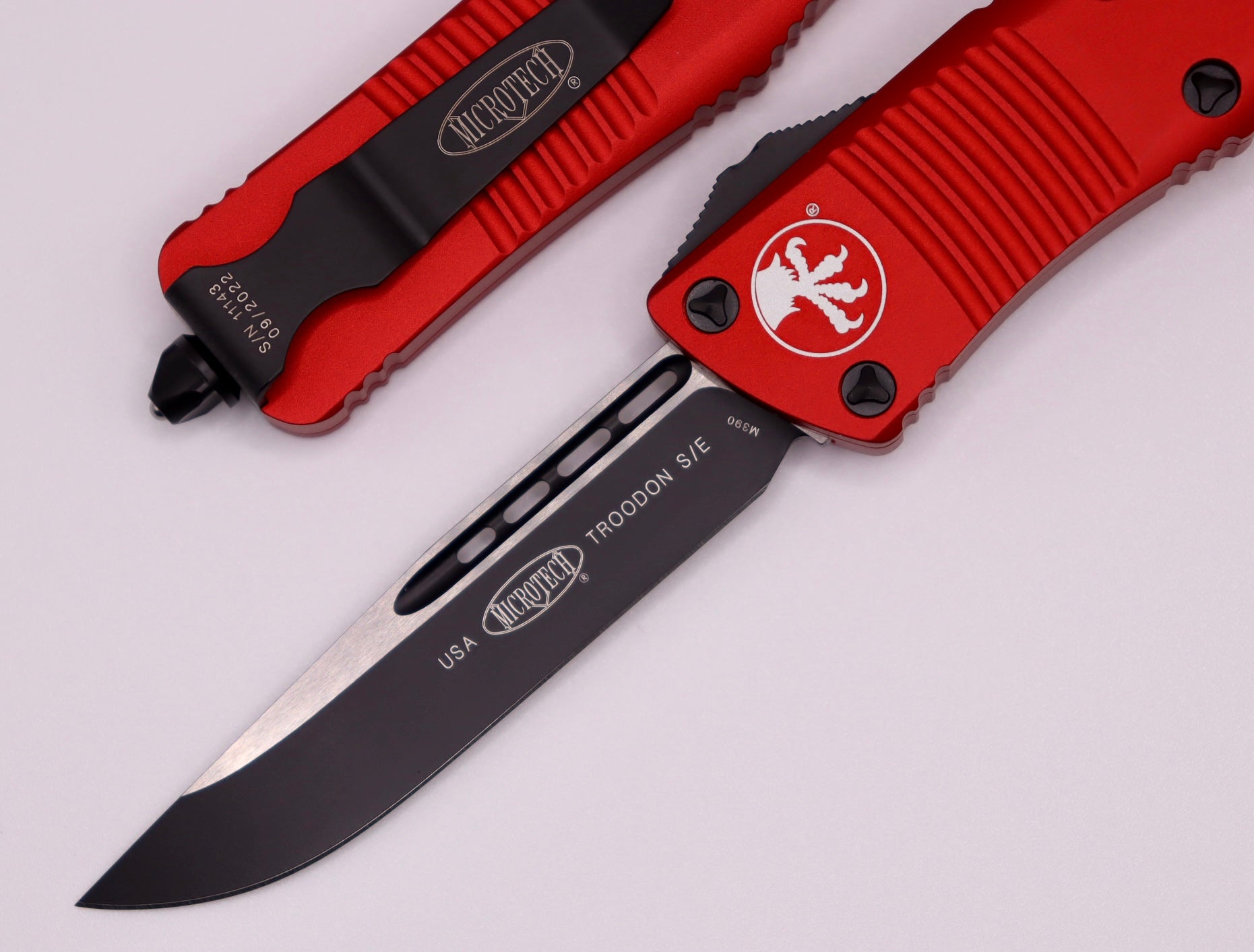 Microtech Troodon Black & Red Premium OTF Knife