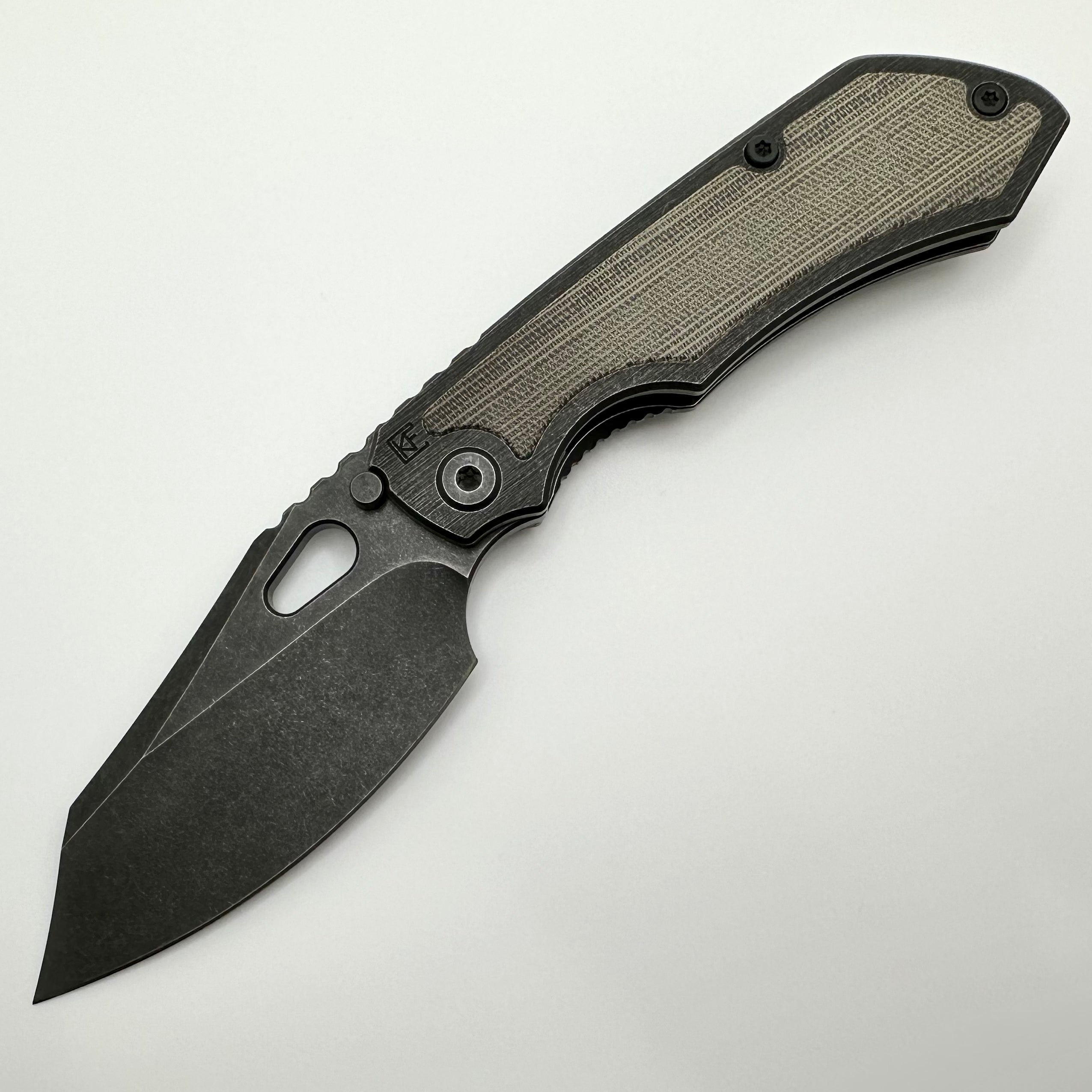 Premium Custom Knife Factory Evo 3.0D - Blackwash Micarta Inlaid M390 Blade (Pre-Owned, Like New)