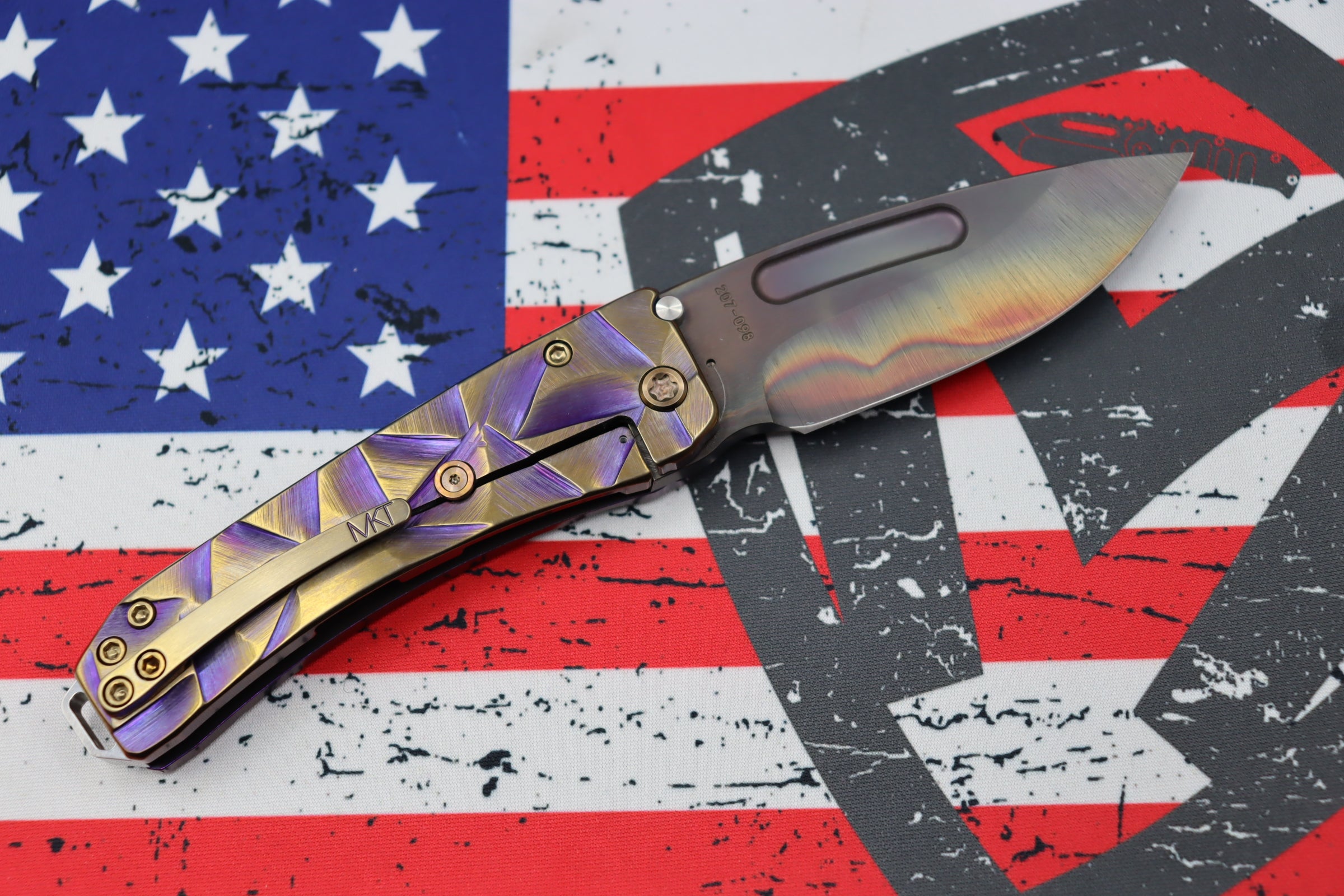 Medford Midi Marauder Vulcan S35 Drop Point - Premium EDC Knife with Violet Bronze Stained Glass Handles