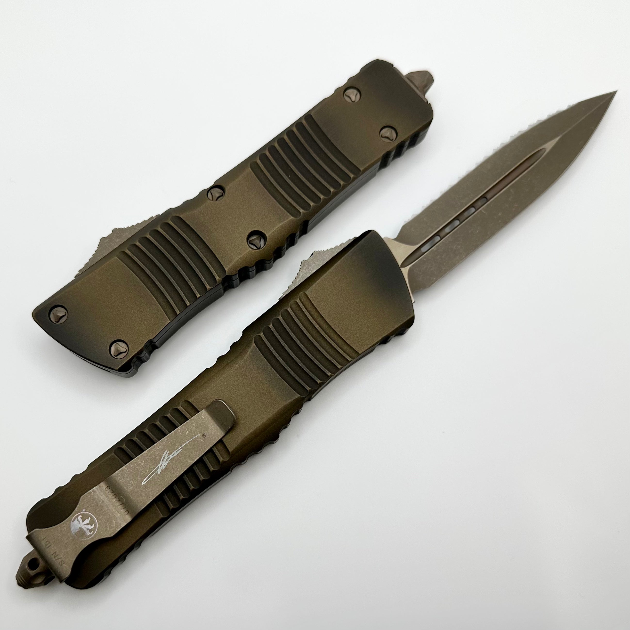 Premium Microtech Combat Troodon Antique Bronze Double Edge - Ultimate Tactical Knife