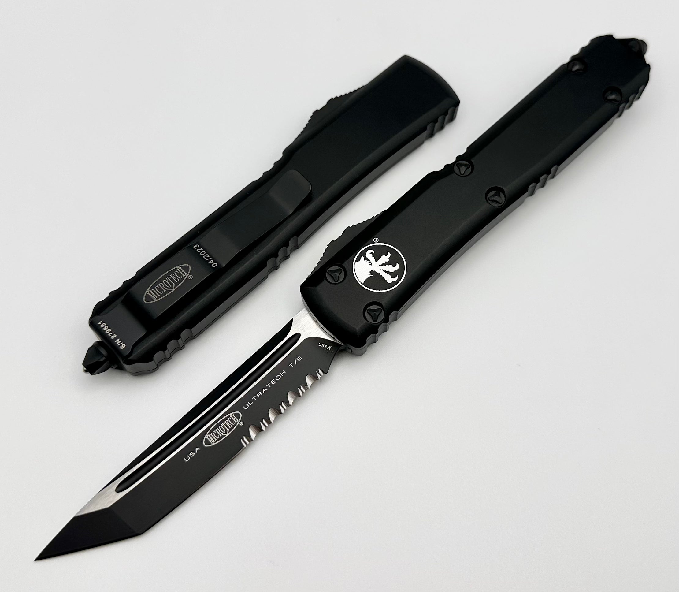 Microtech Ultratech Tanto Tactical Knife - Premium Black Partial Serrated Blade