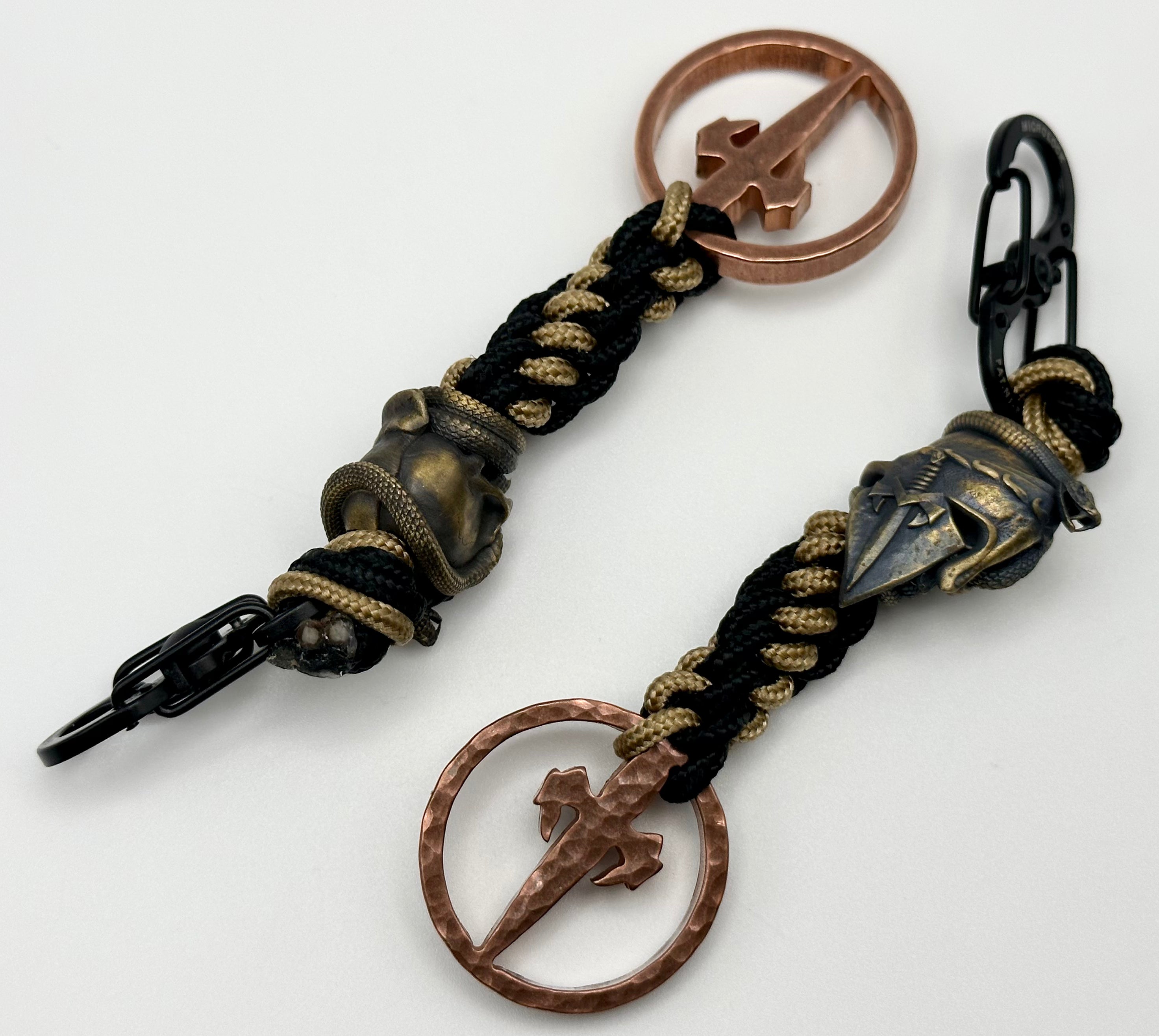 Premium Microtech Spartan Viper Bead Pendant Paracord Lanyard with Hammered Copper Logo